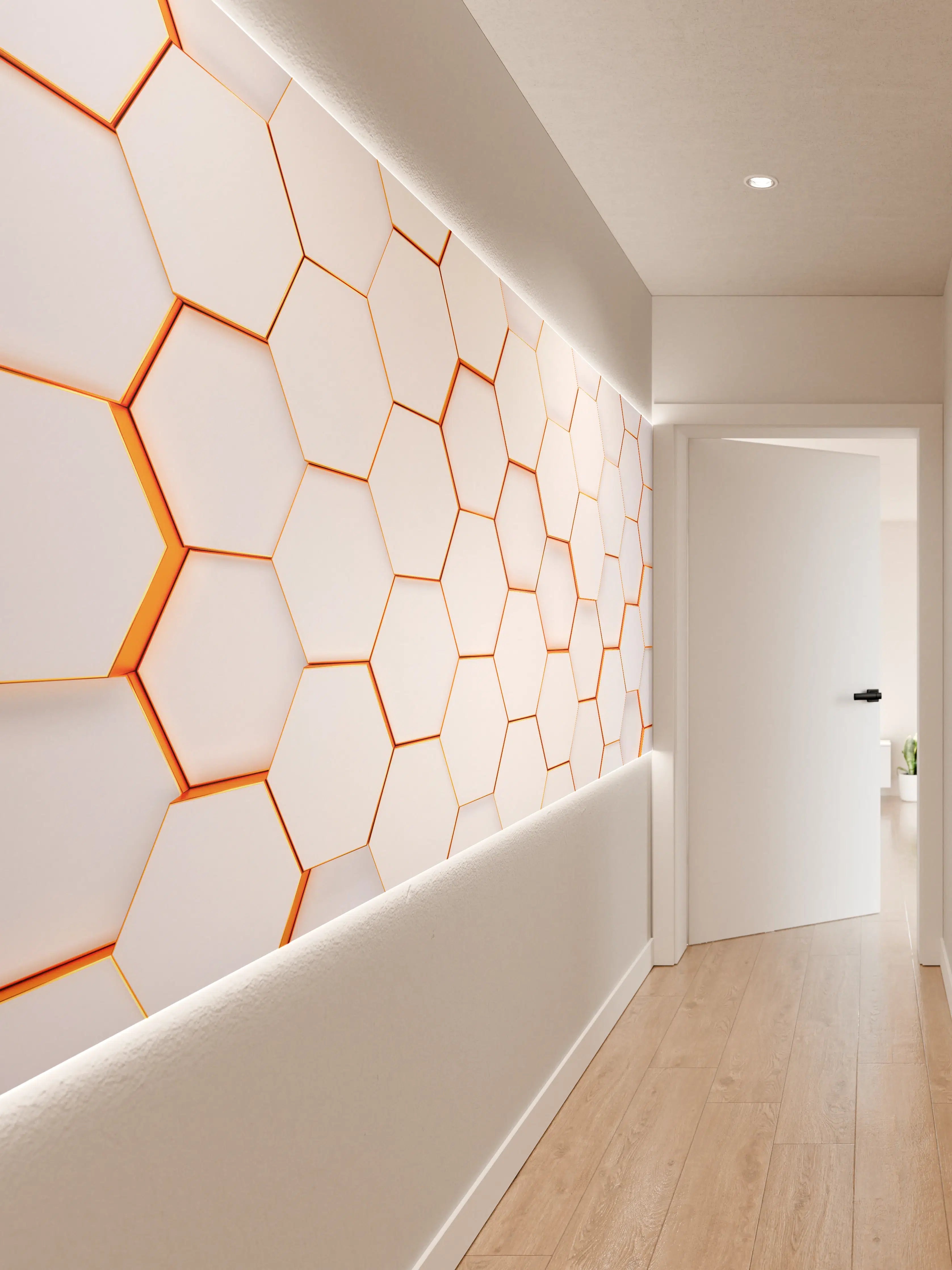 Wandverkleidung Flur - Moderne weiße Hexagon-Wanddekoration