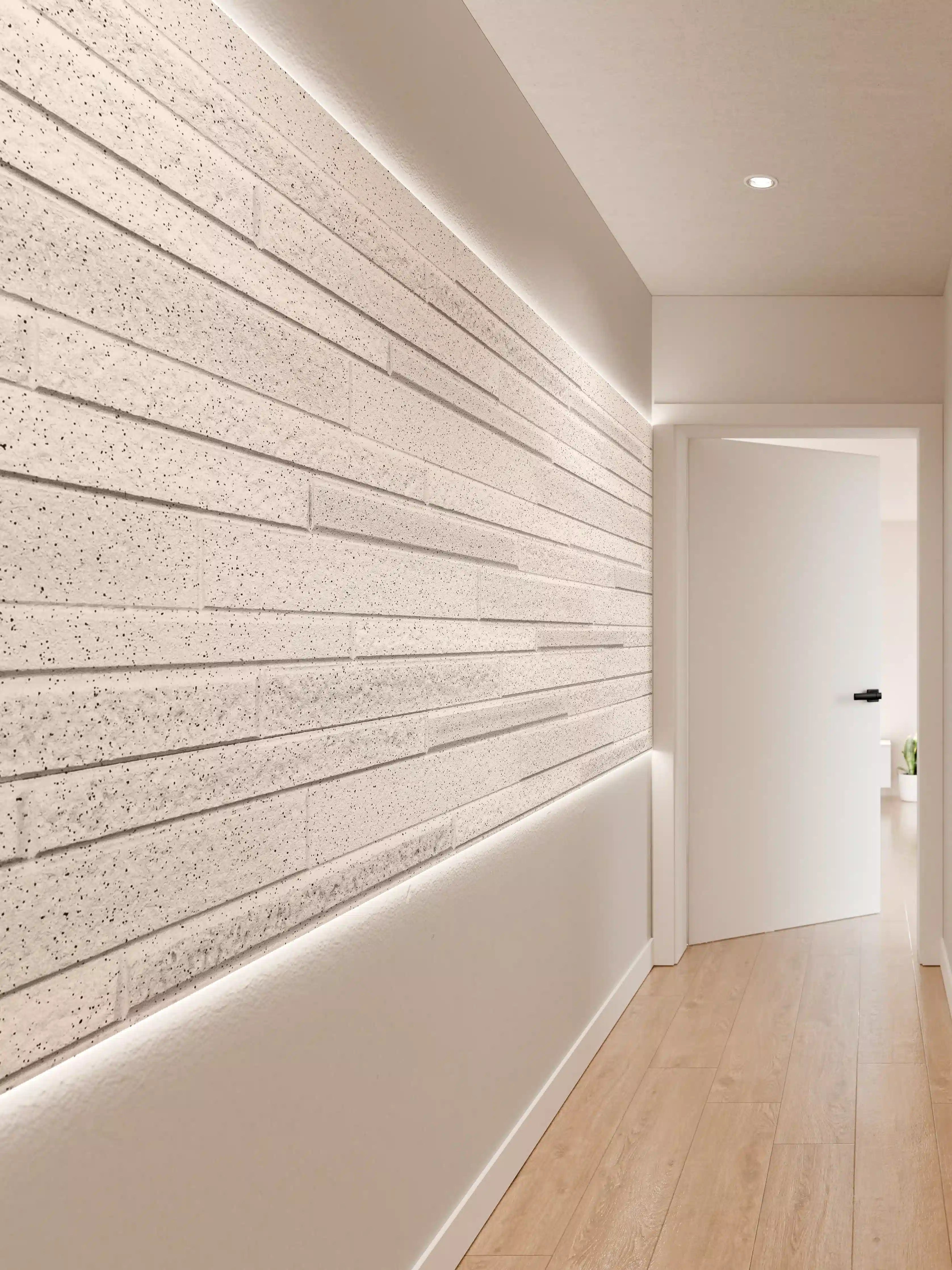 Wandverkleidung Flur - Moderne weiße Wand mit Linienstruktur