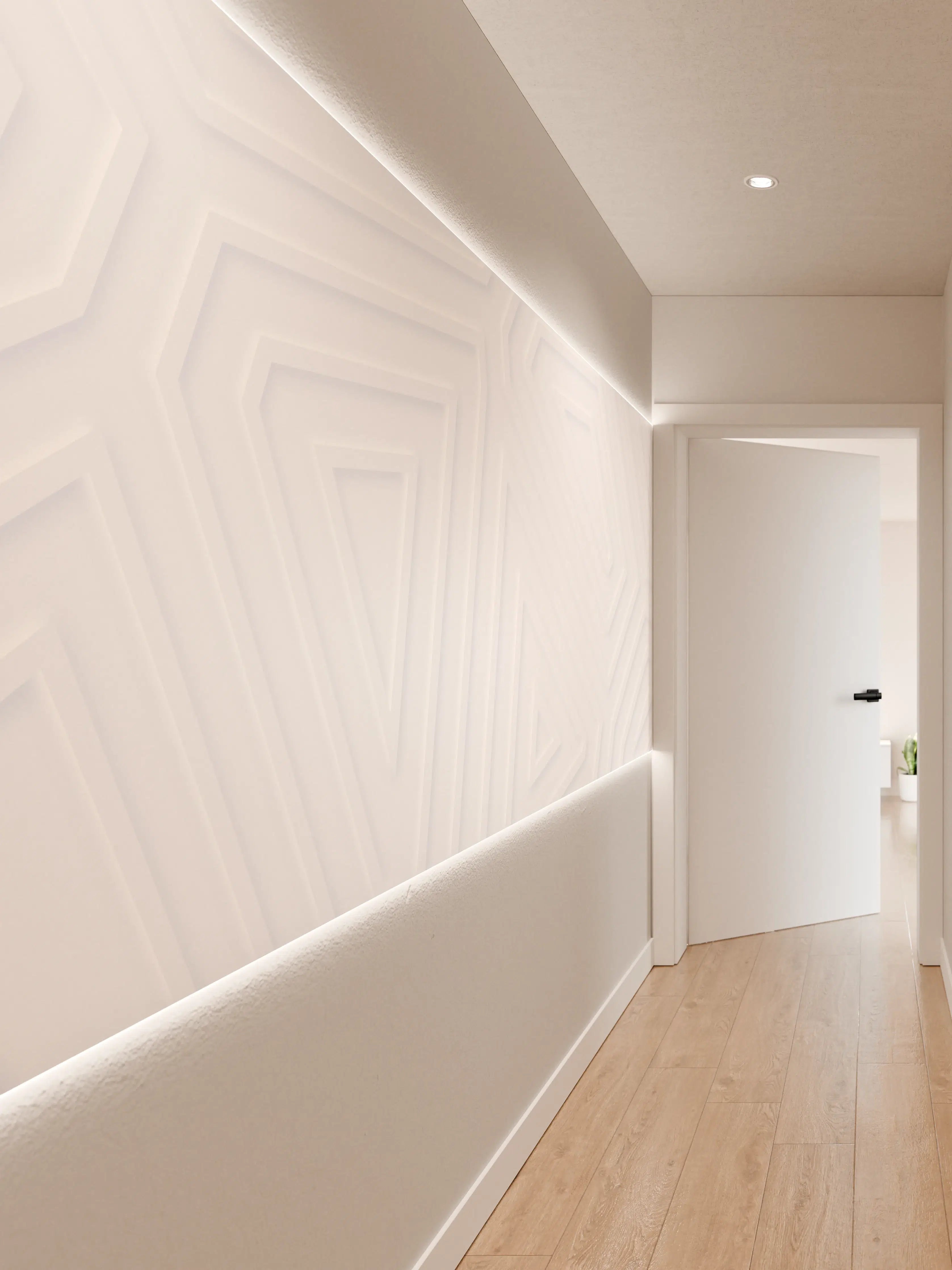 Wandverkleidung Flur - Moderne weiße Wand mit geometrischem Muster