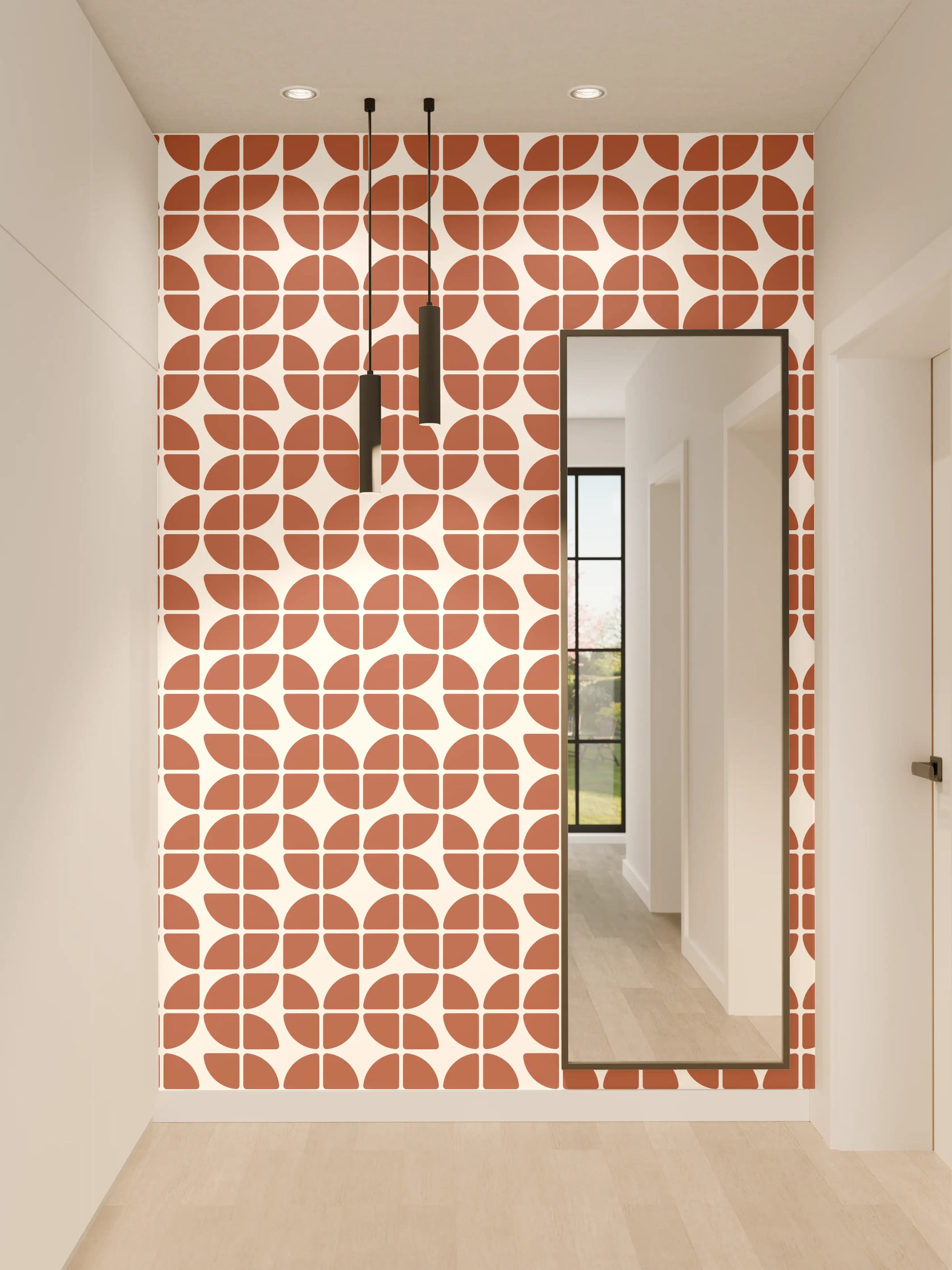 Wandverkleidung Flur - Moderne, geometrische Fliesenmuster in Warmtönen
