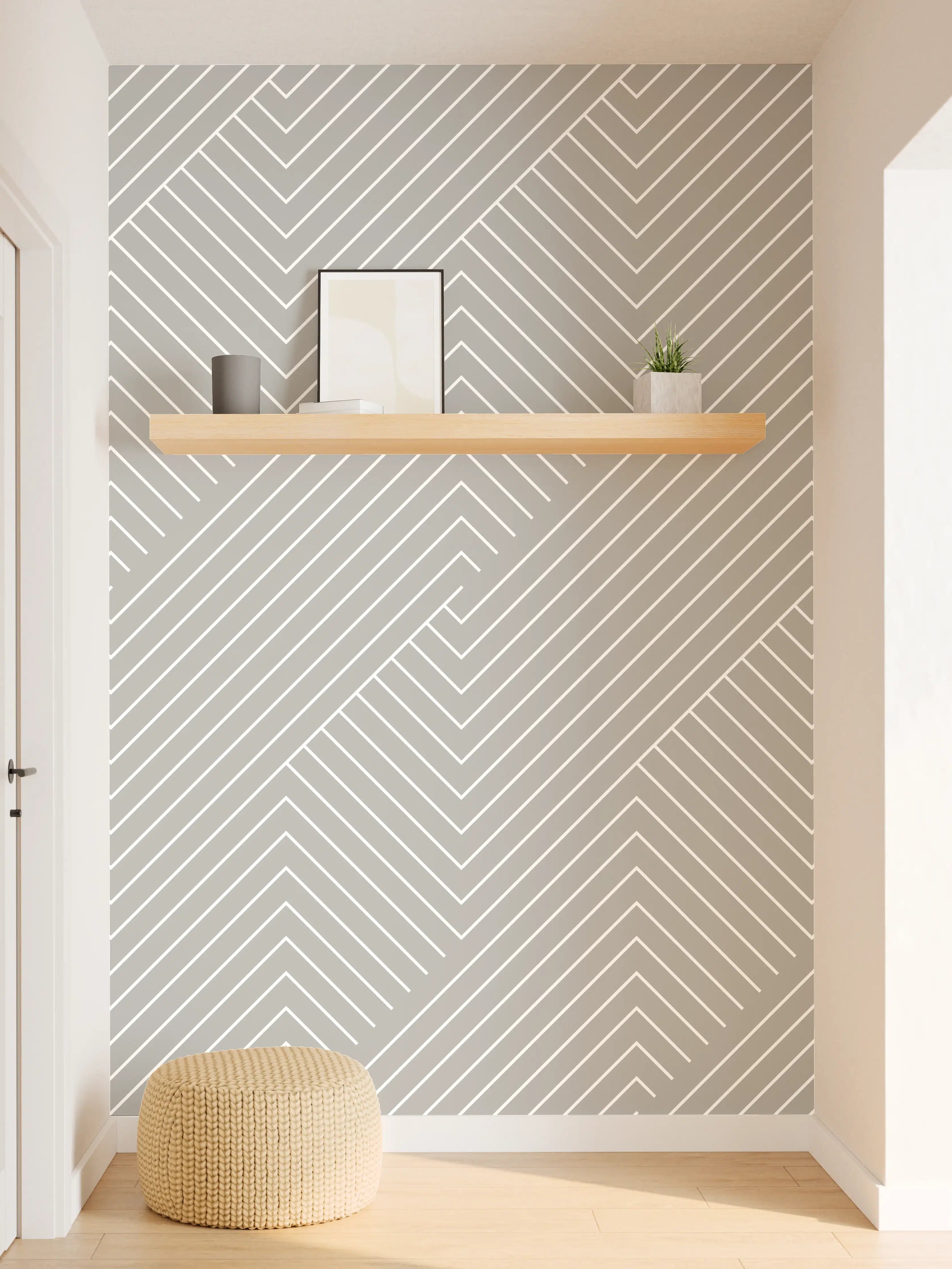 Wandverkleidung Flur - Moderne, geometrische Wanddekoration in Grau