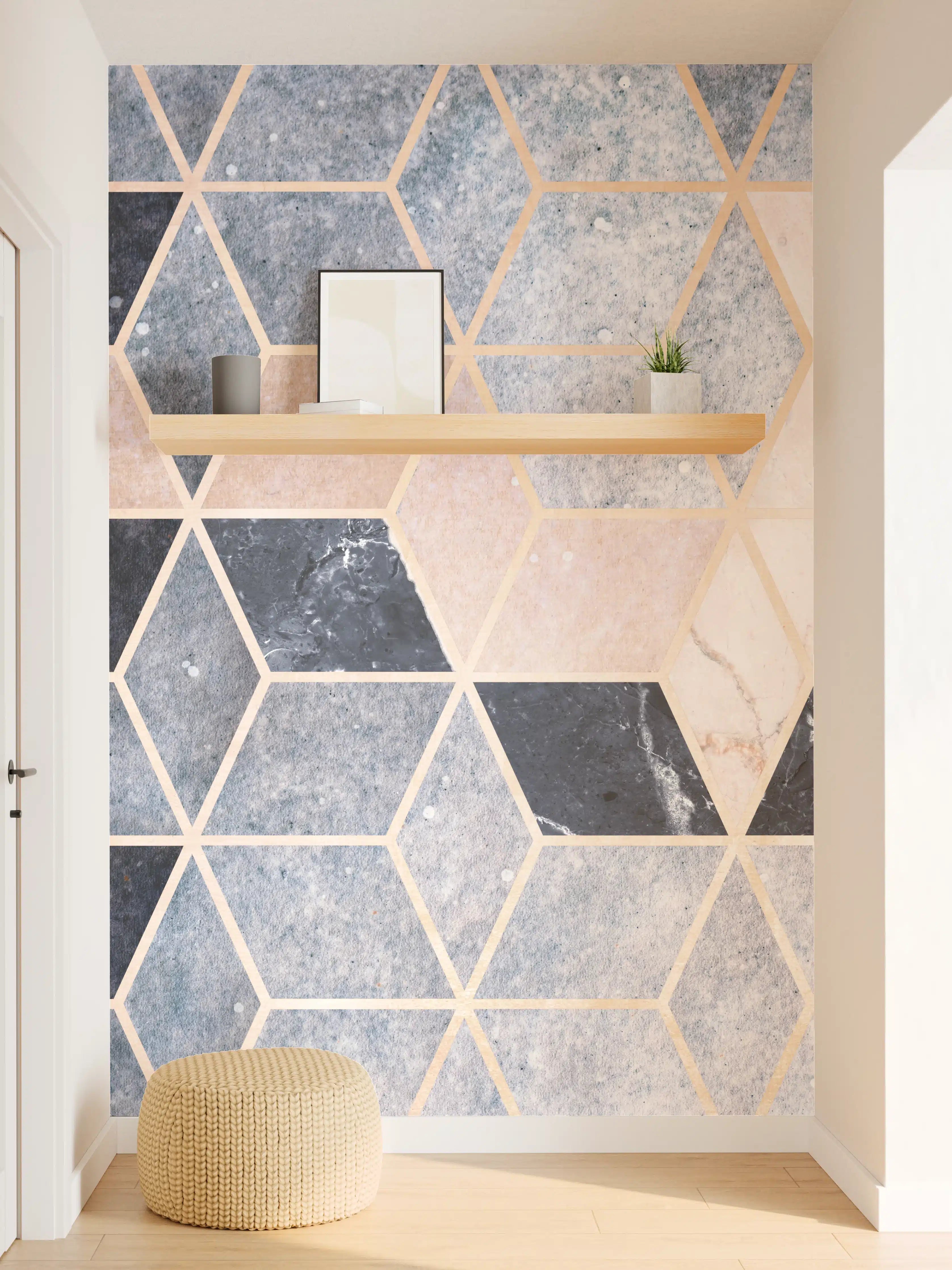 Wandverkleidung Flur - Moderner Marmordesign-Fliesenmuster mit geometrischen Mustern
