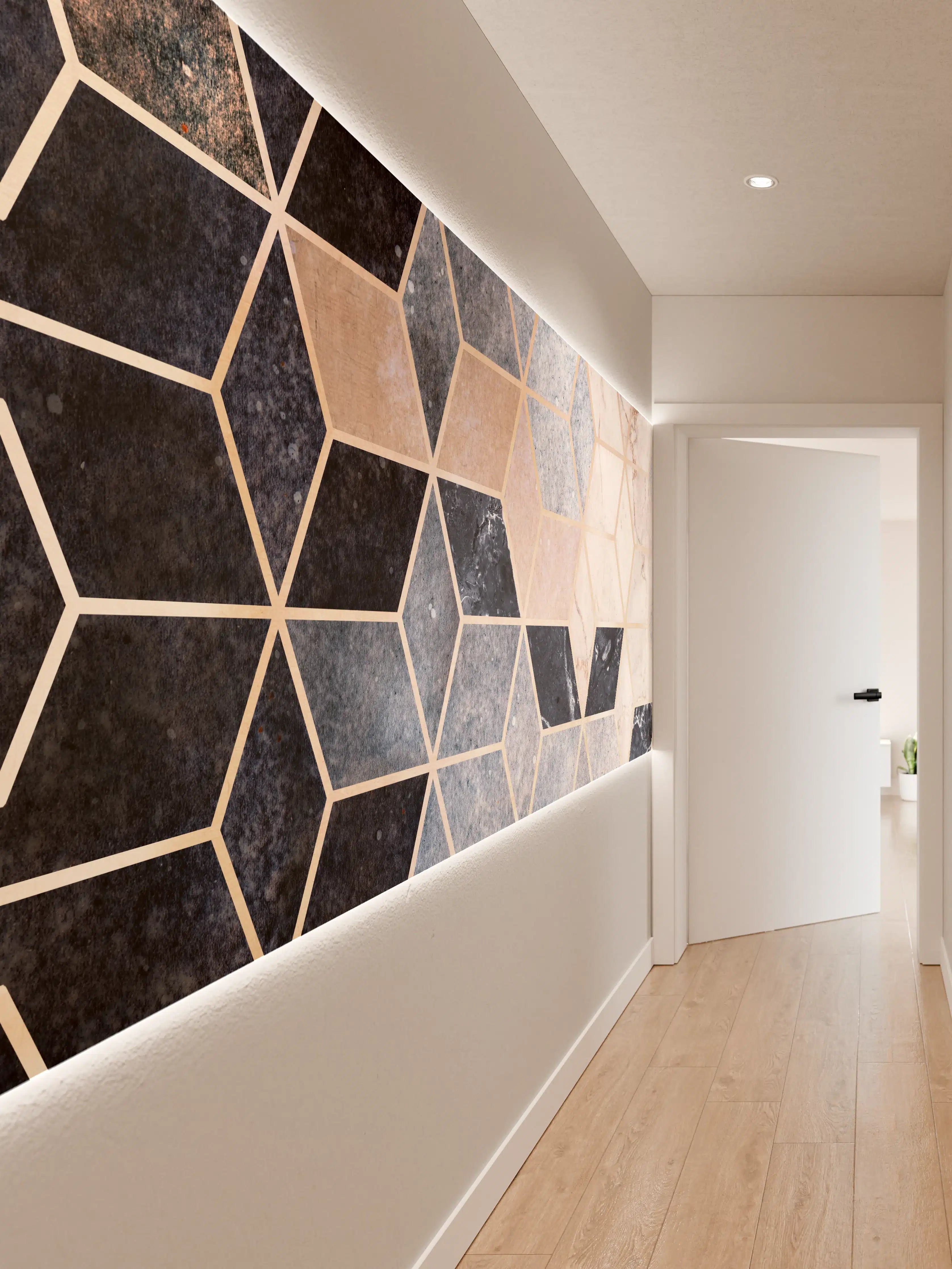 Wandverkleidung Flur - Moderner Marmordesign-Fliesenmuster mit geometrischen Mustern