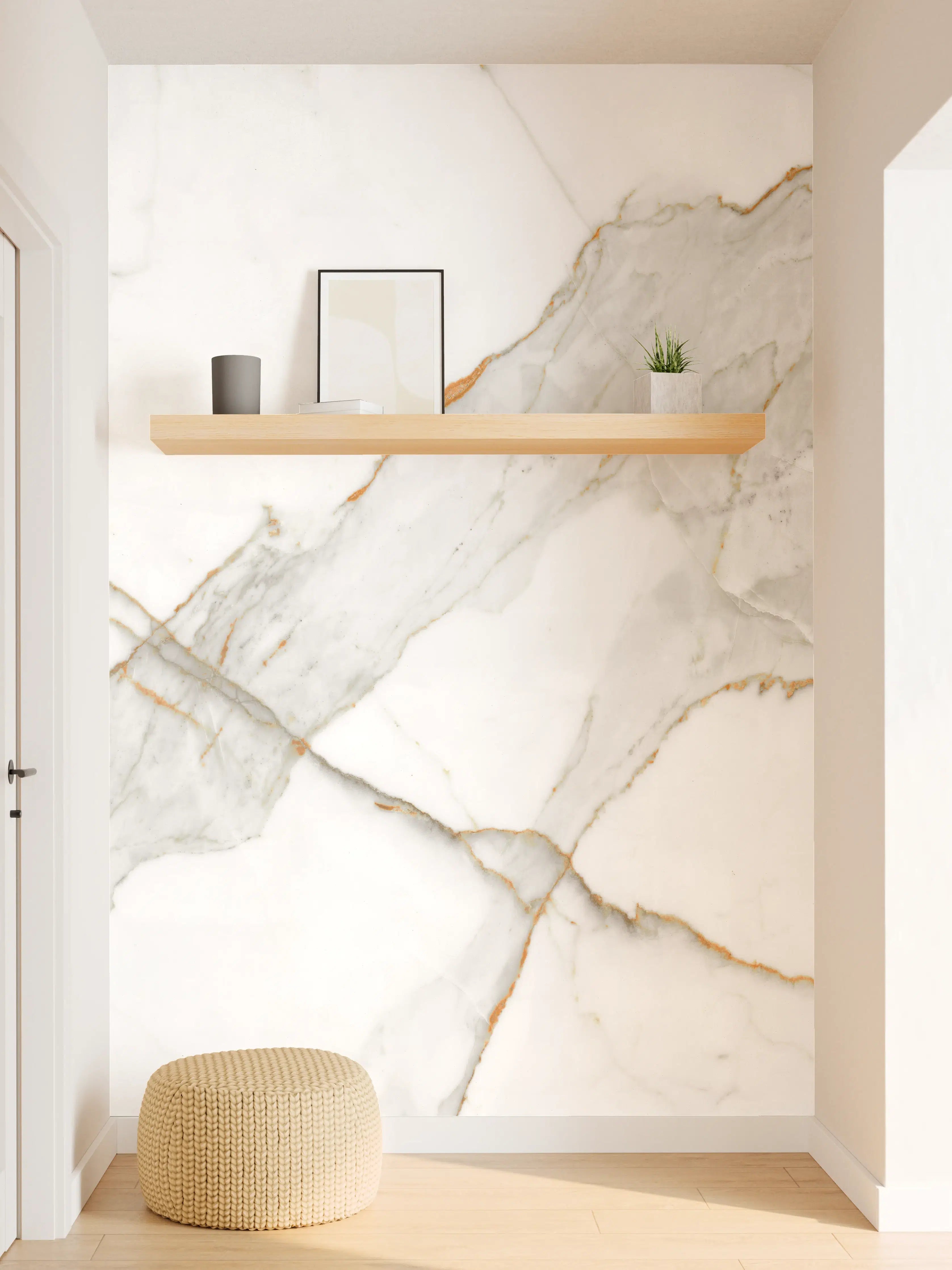 Wandverkleidung Flur - Moderner Weiß-Grauer Marmor