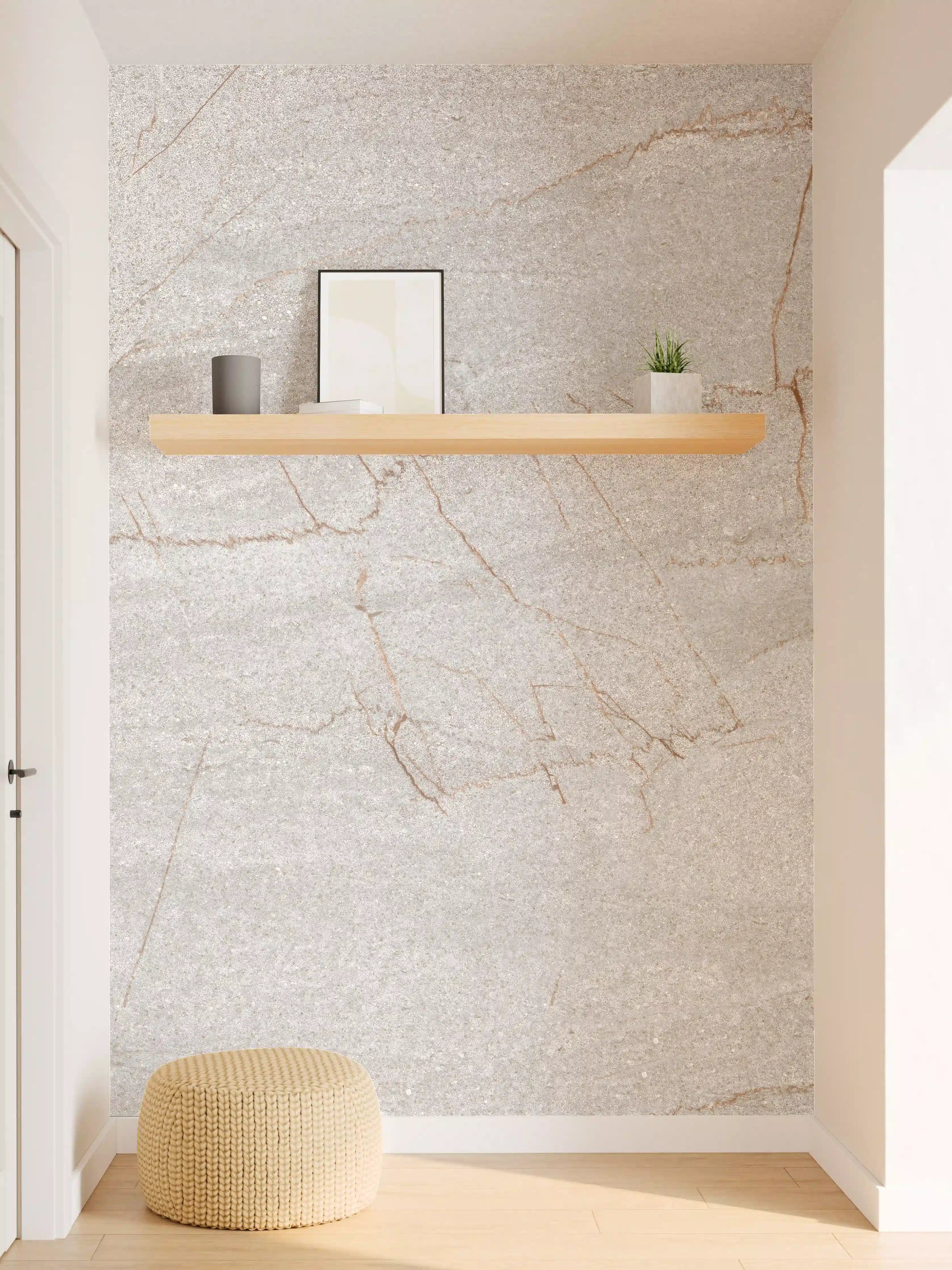 Wandverkleidung Flur - Moderner grauer Naturstein mit feinen Linien