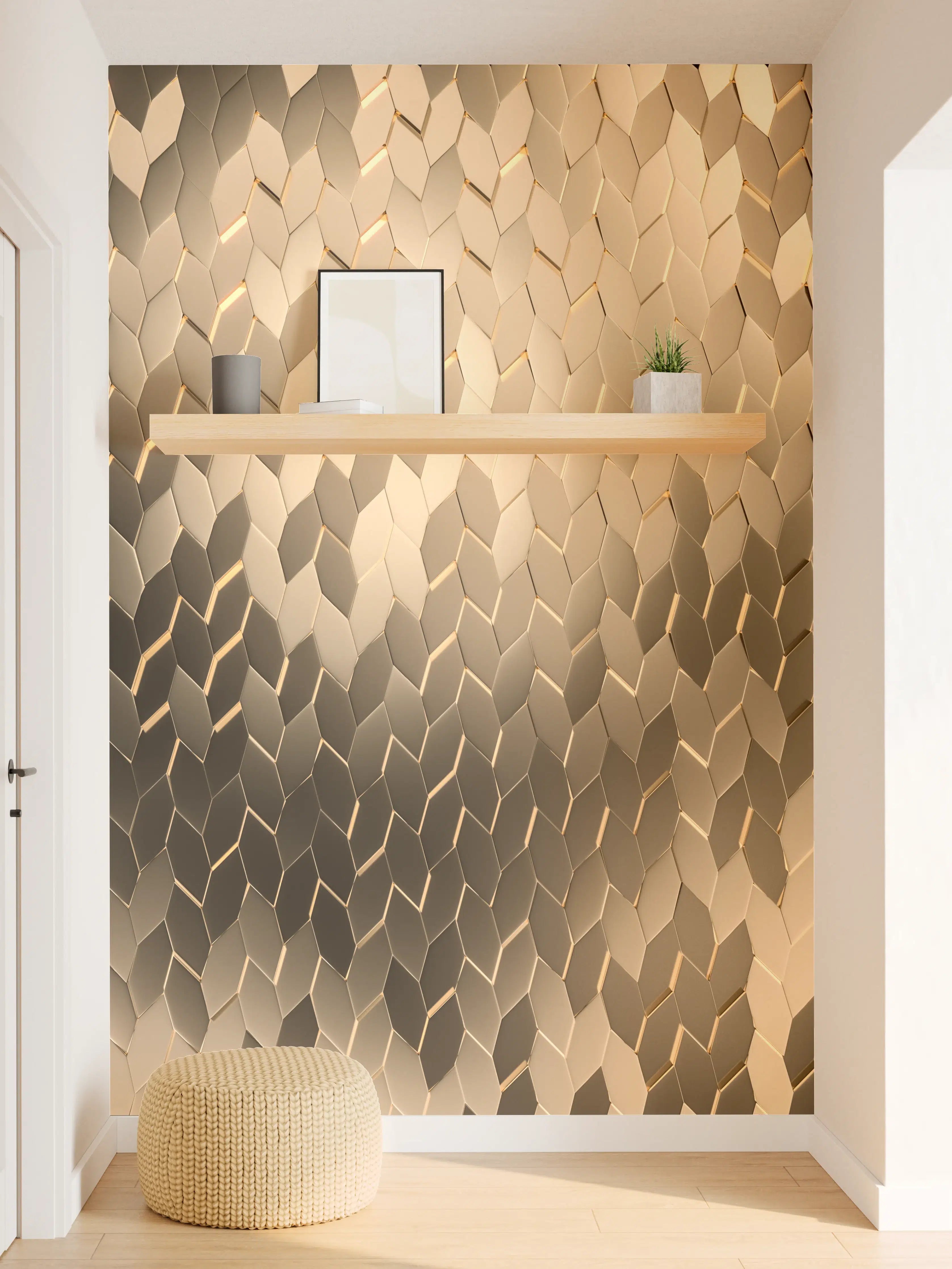 Wandverkleidung Flur - Modernes Muster mit Metallic-Effekt
