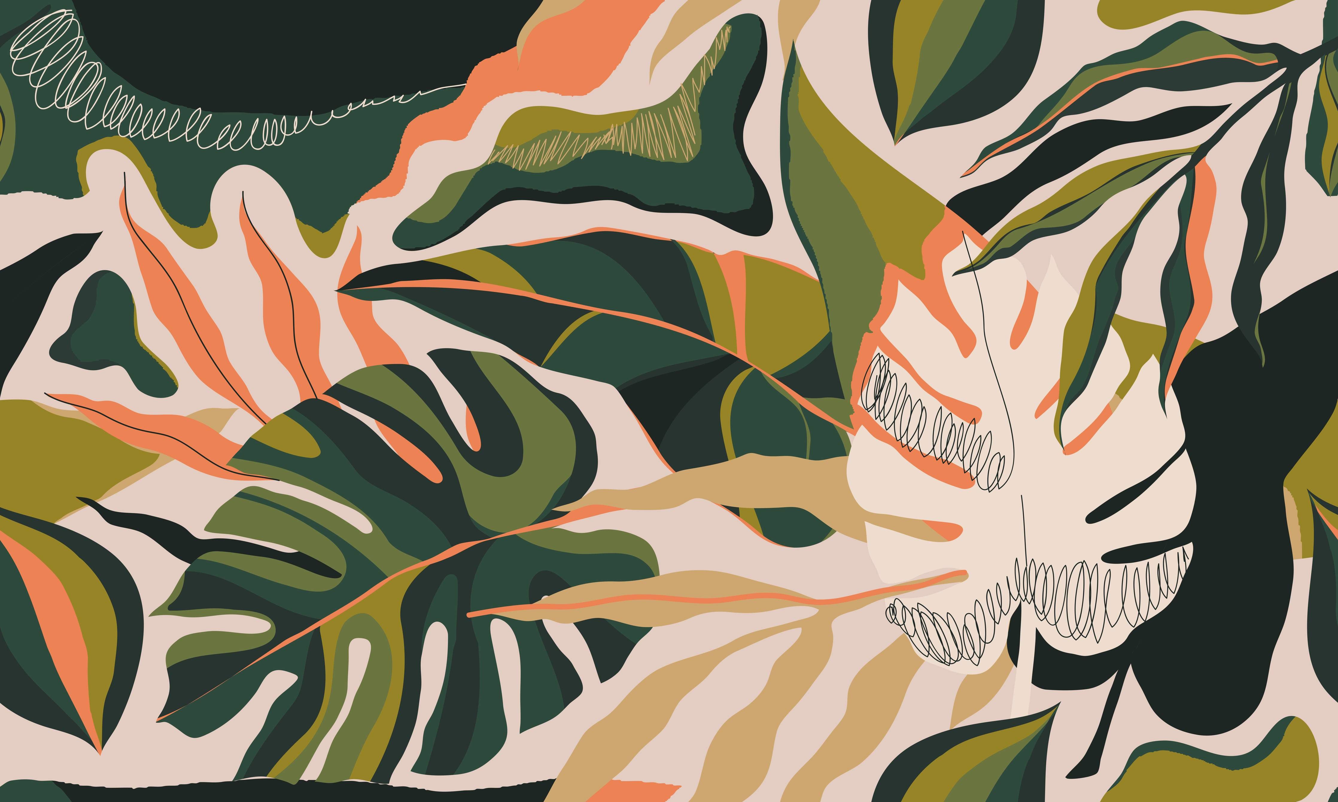 Wandverkleidung Flur-Monstera Tropic Blattmuster