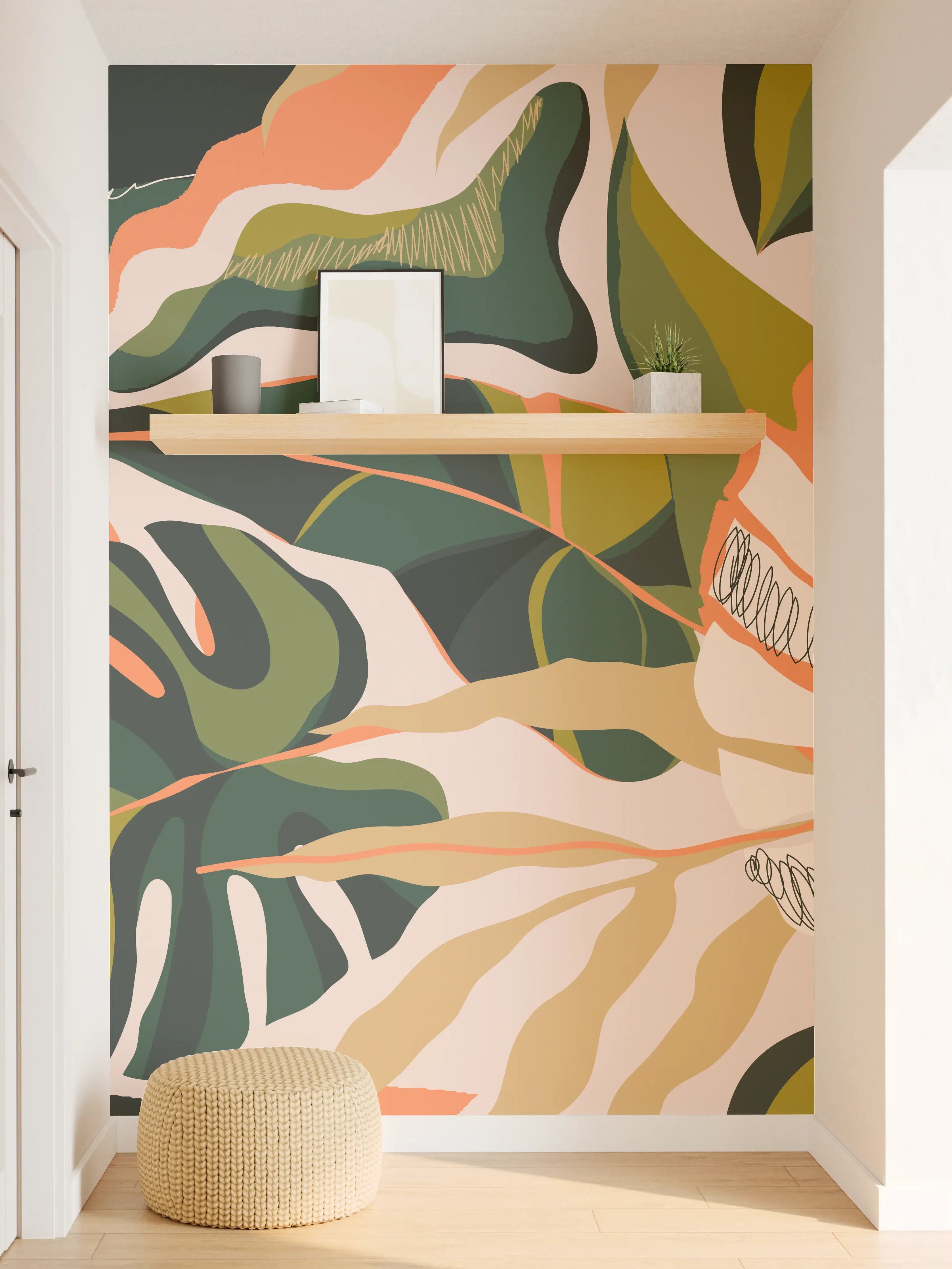 Wandverkleidung Flur - Monstera Tropic Blattmuster