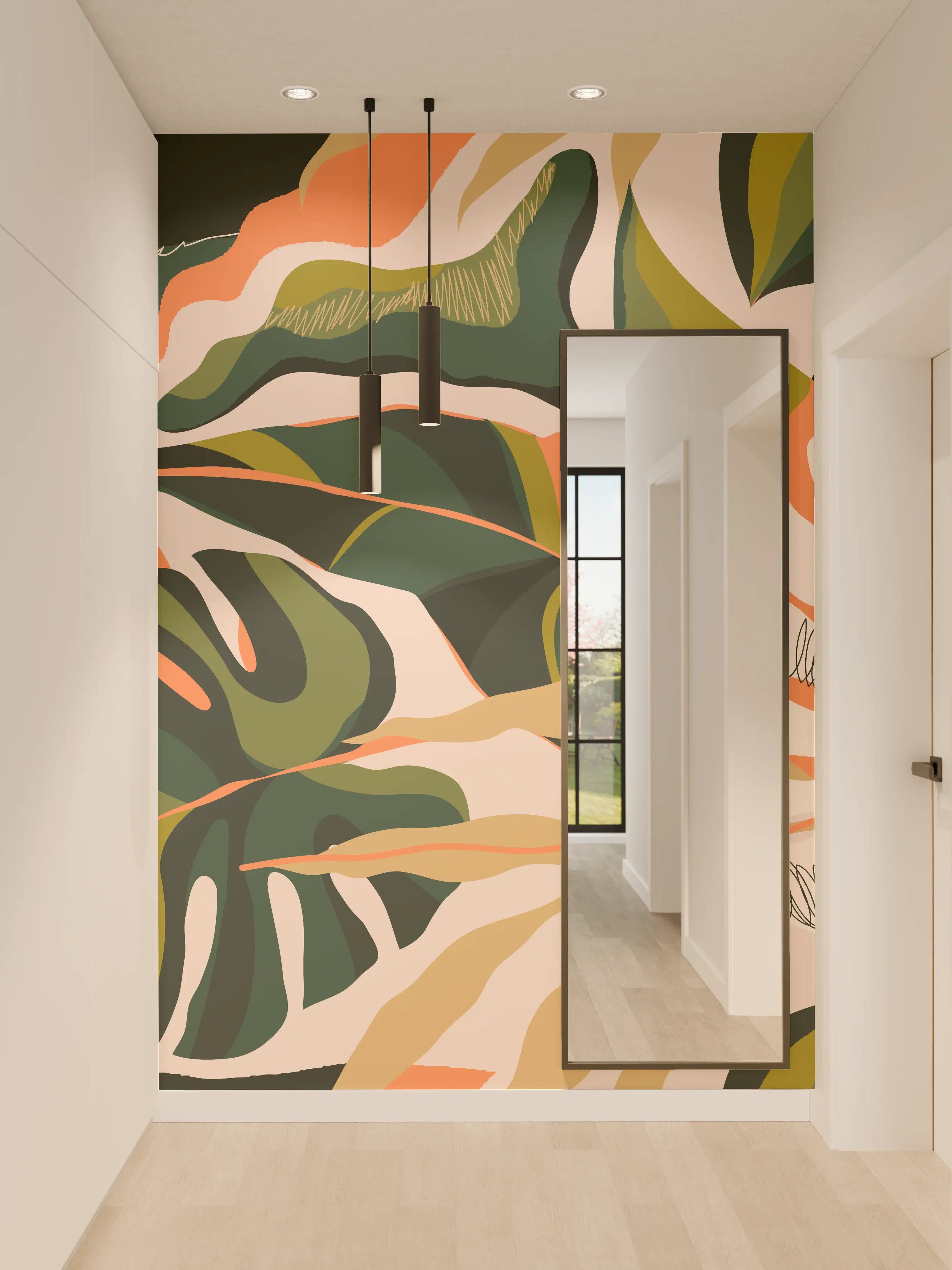 Wandverkleidung Flur - Monstera Tropic Blattmuster
