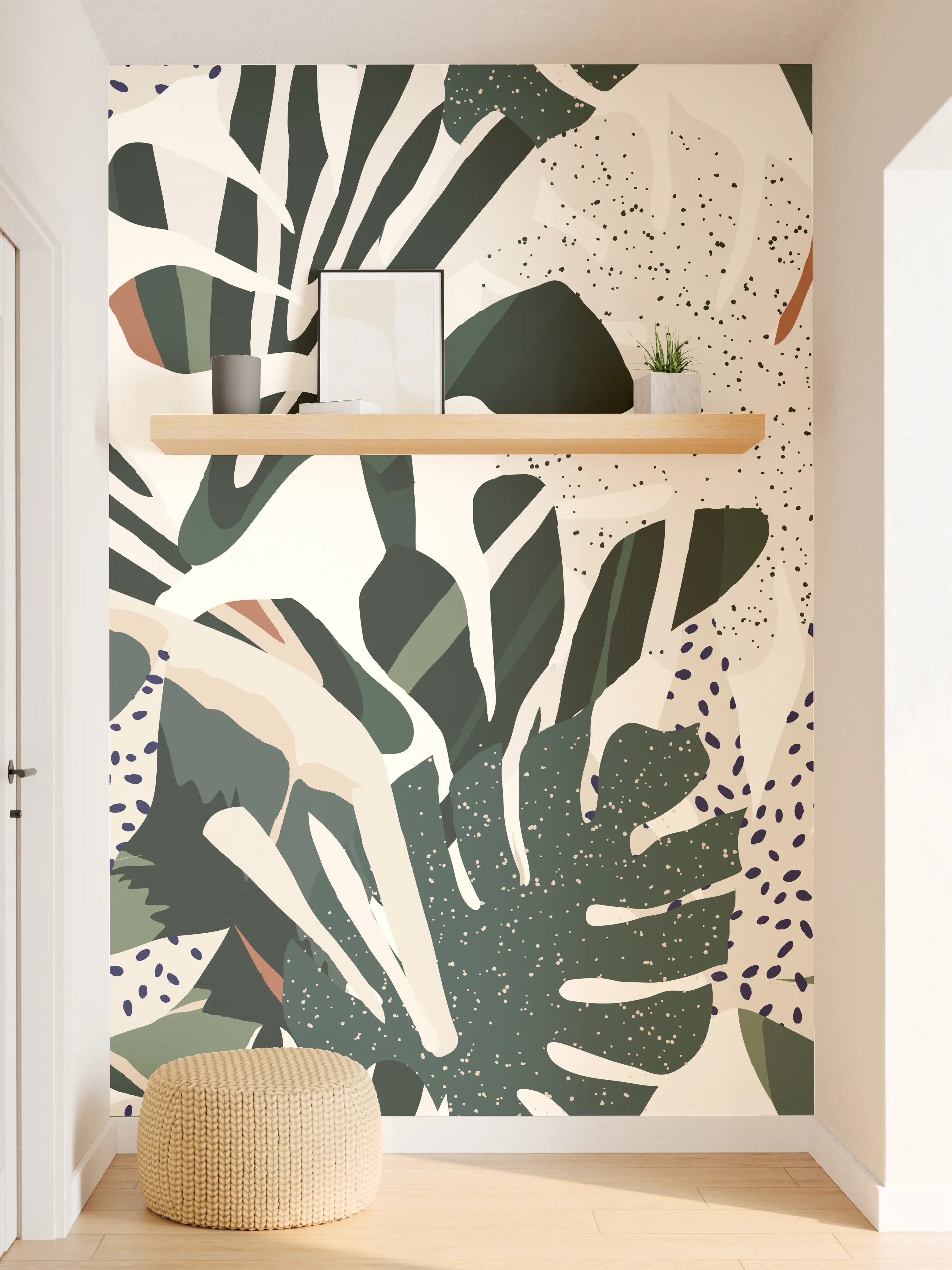 Wandverkleidung Flur - Monstera Tropic Grün-Beige