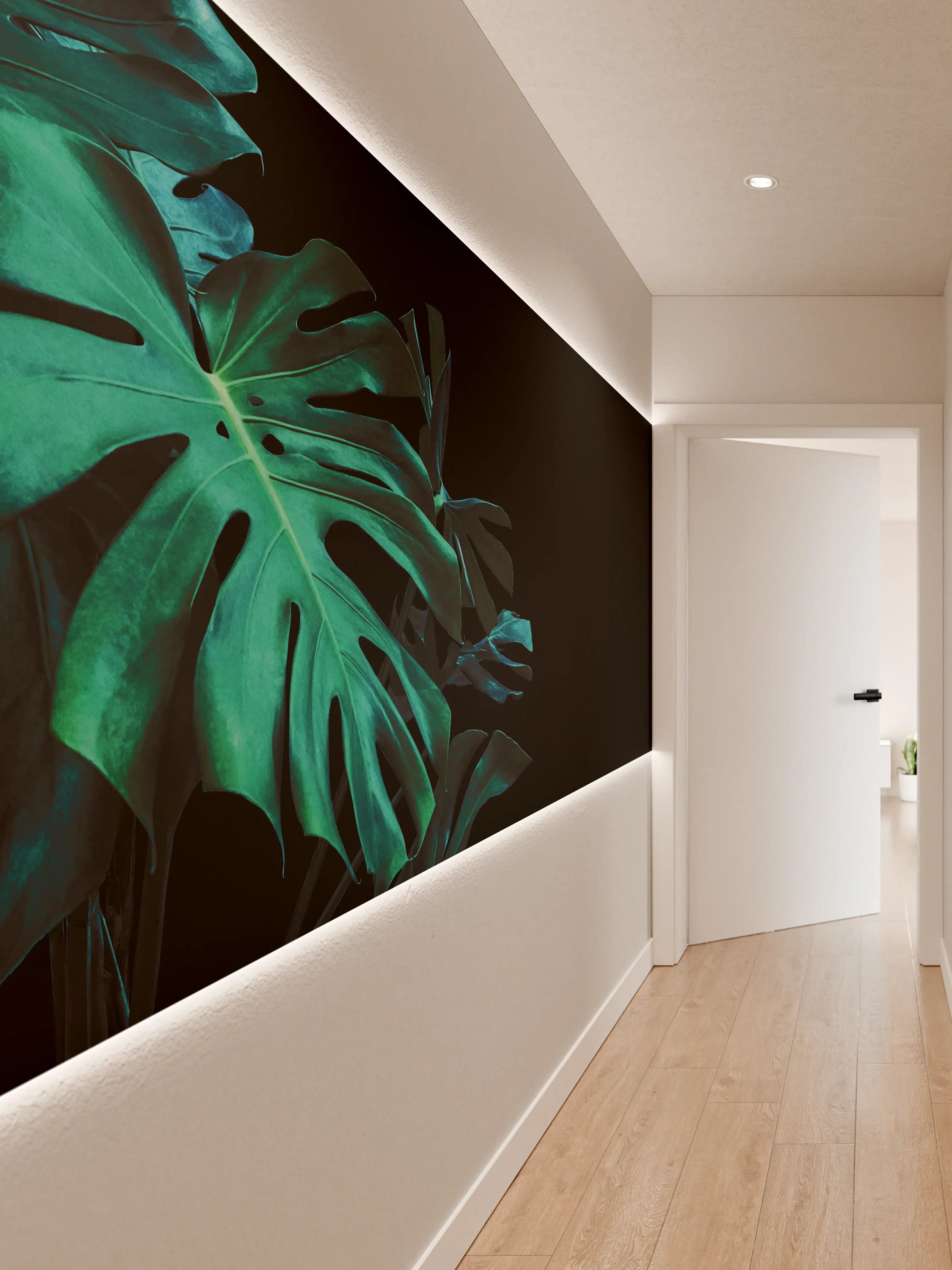 Wandverkleidung Flur - Monstera deliciosa - tropische Blätter