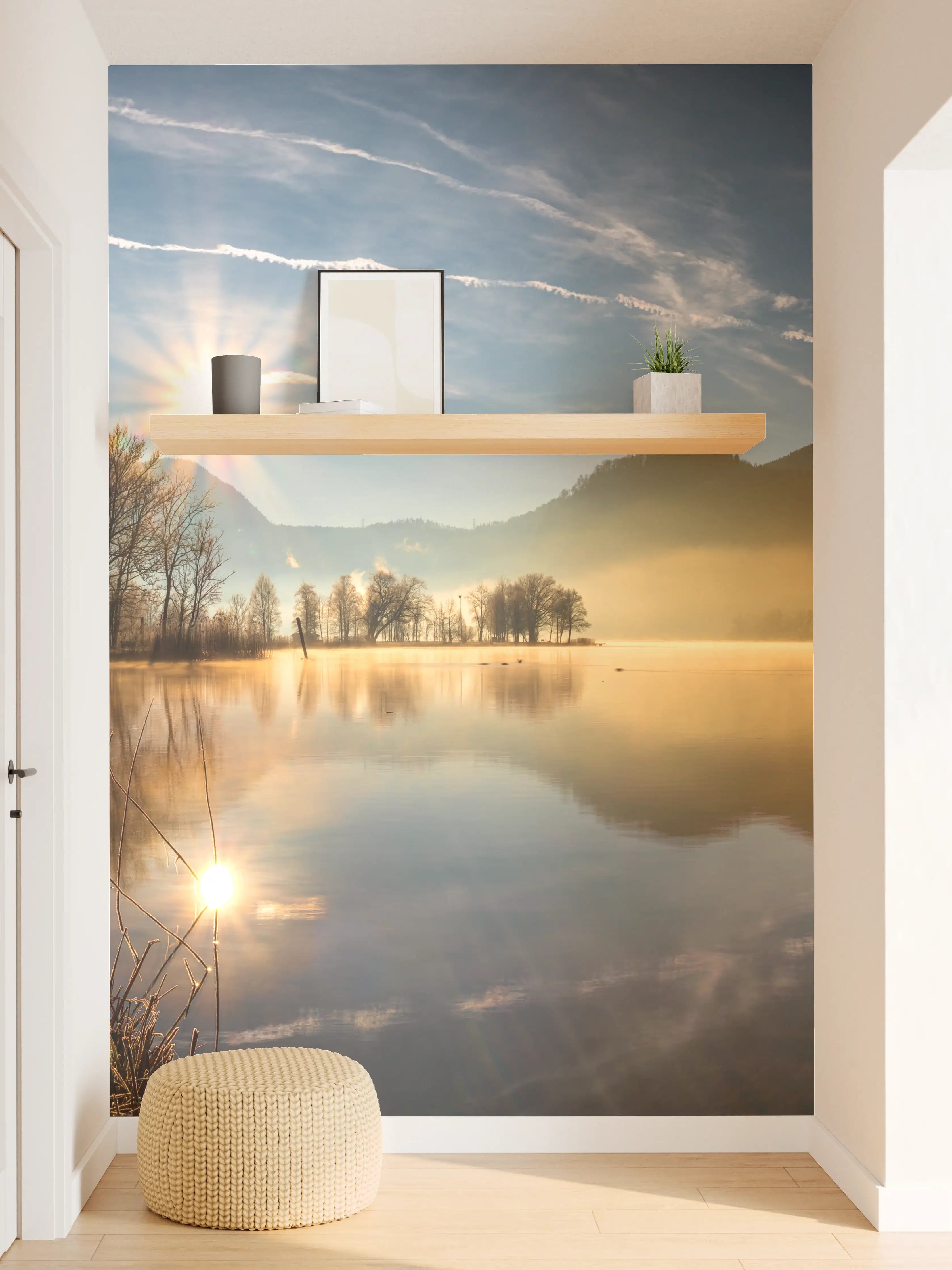 Wandverkleidung Flur - Morgensonnenblick auf den Bayerischen Kochelsee