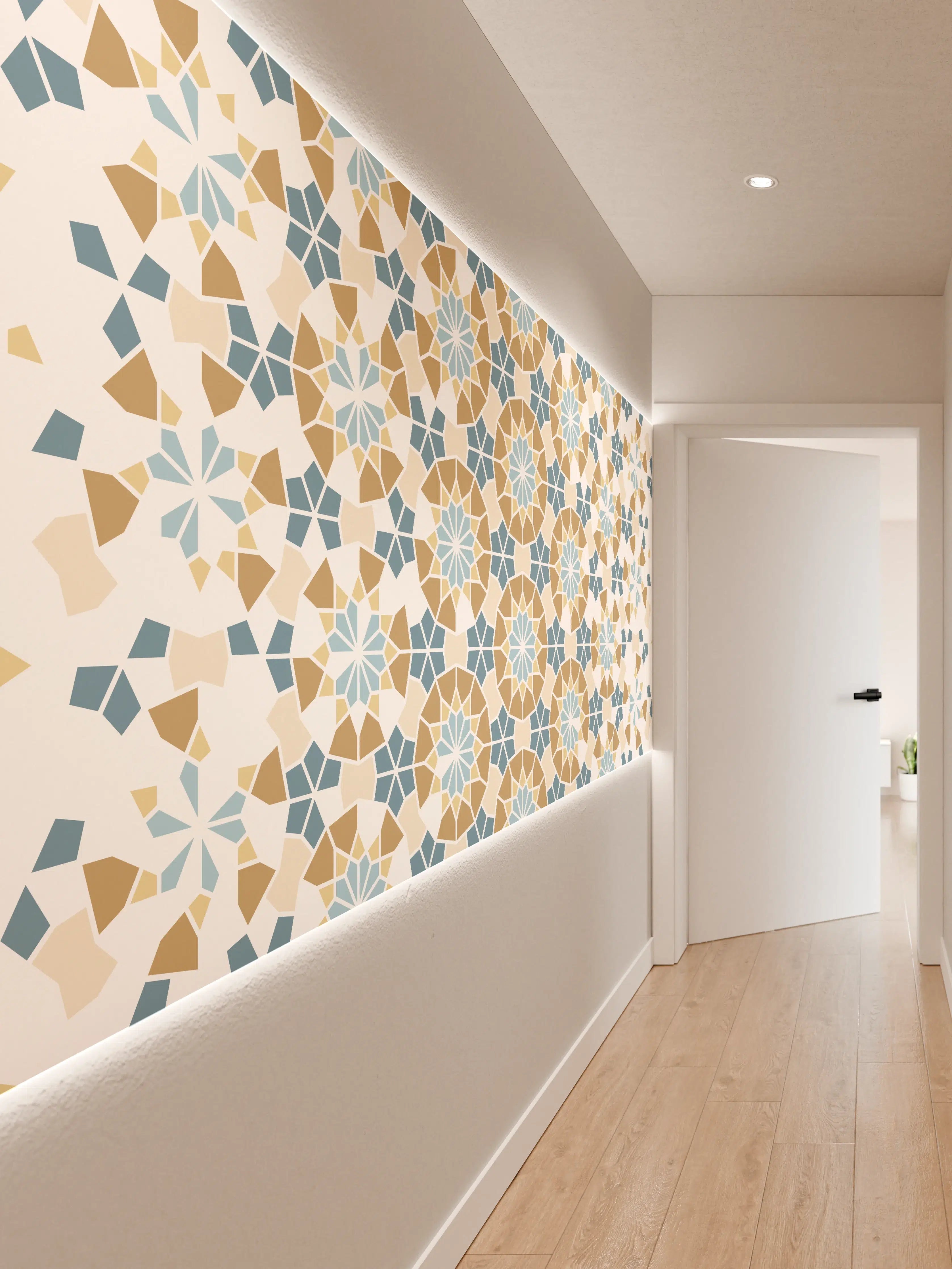 Wandverkleidung Flur - Mosaik-Fliesen-Muster in Pastell