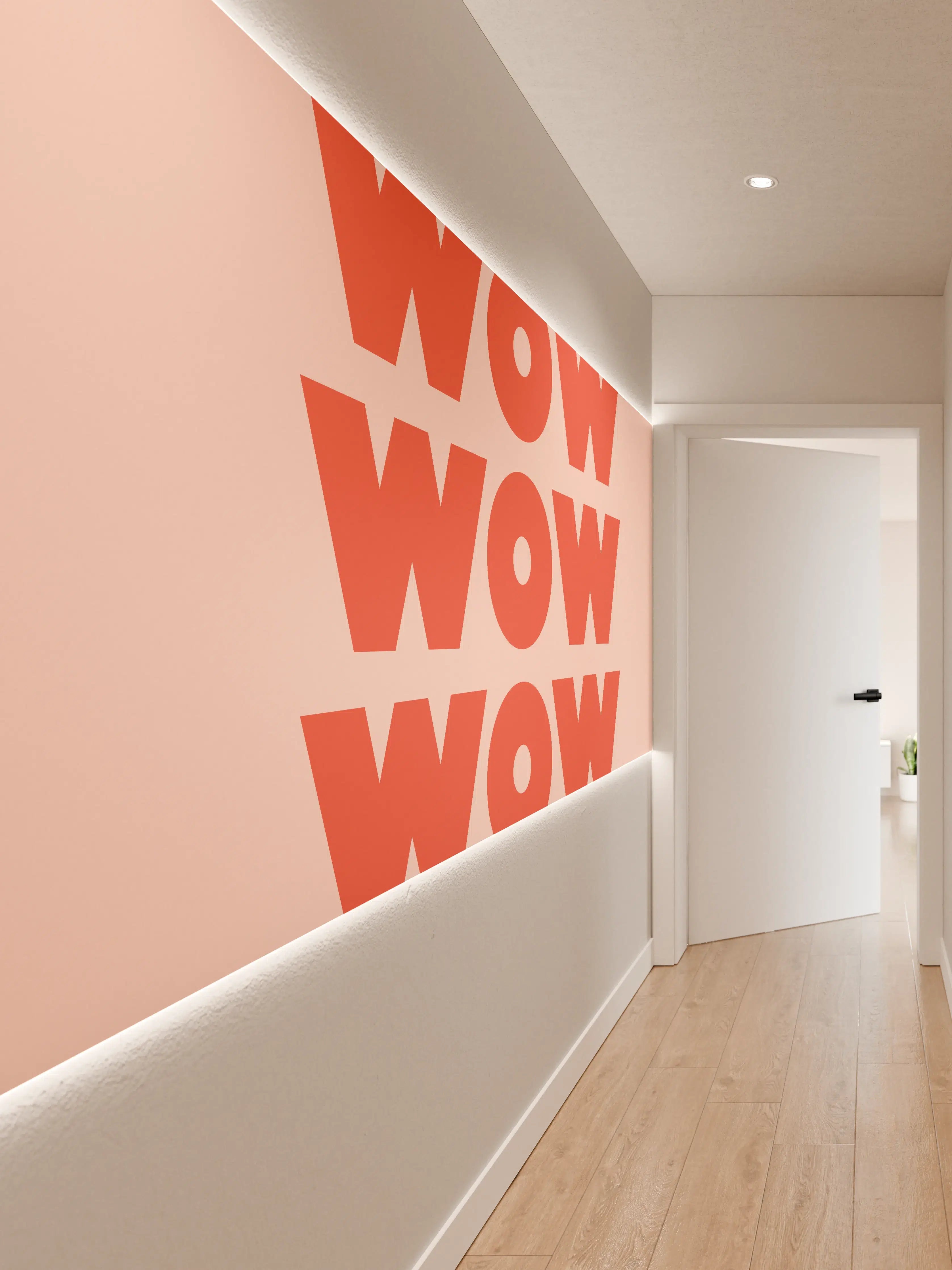 Wandverkleidung Flur - Motivationaler 'WOW' Typografie-Print