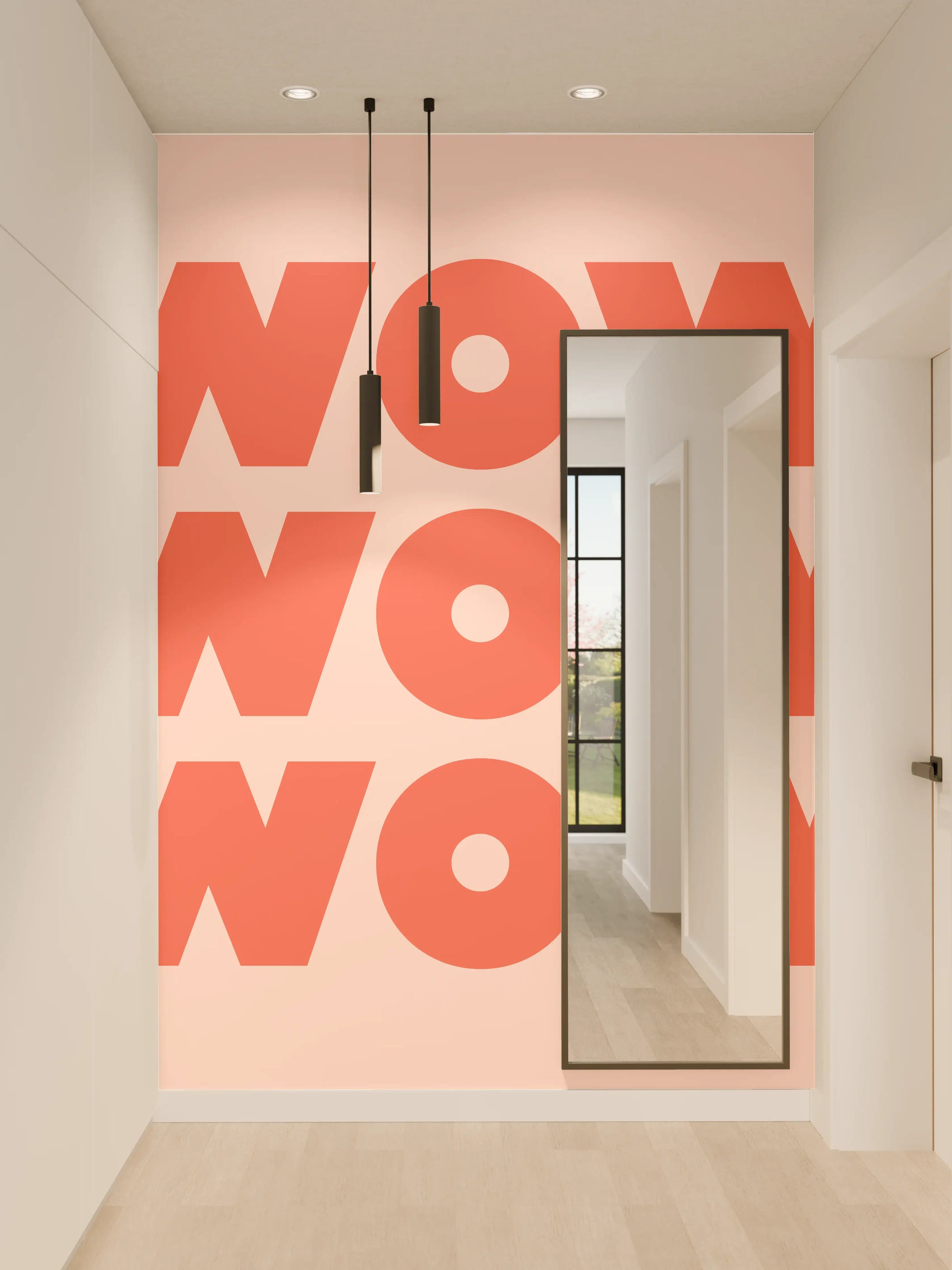 Wandverkleidung Flur - Motivationaler 'WOW' Typografie-Print