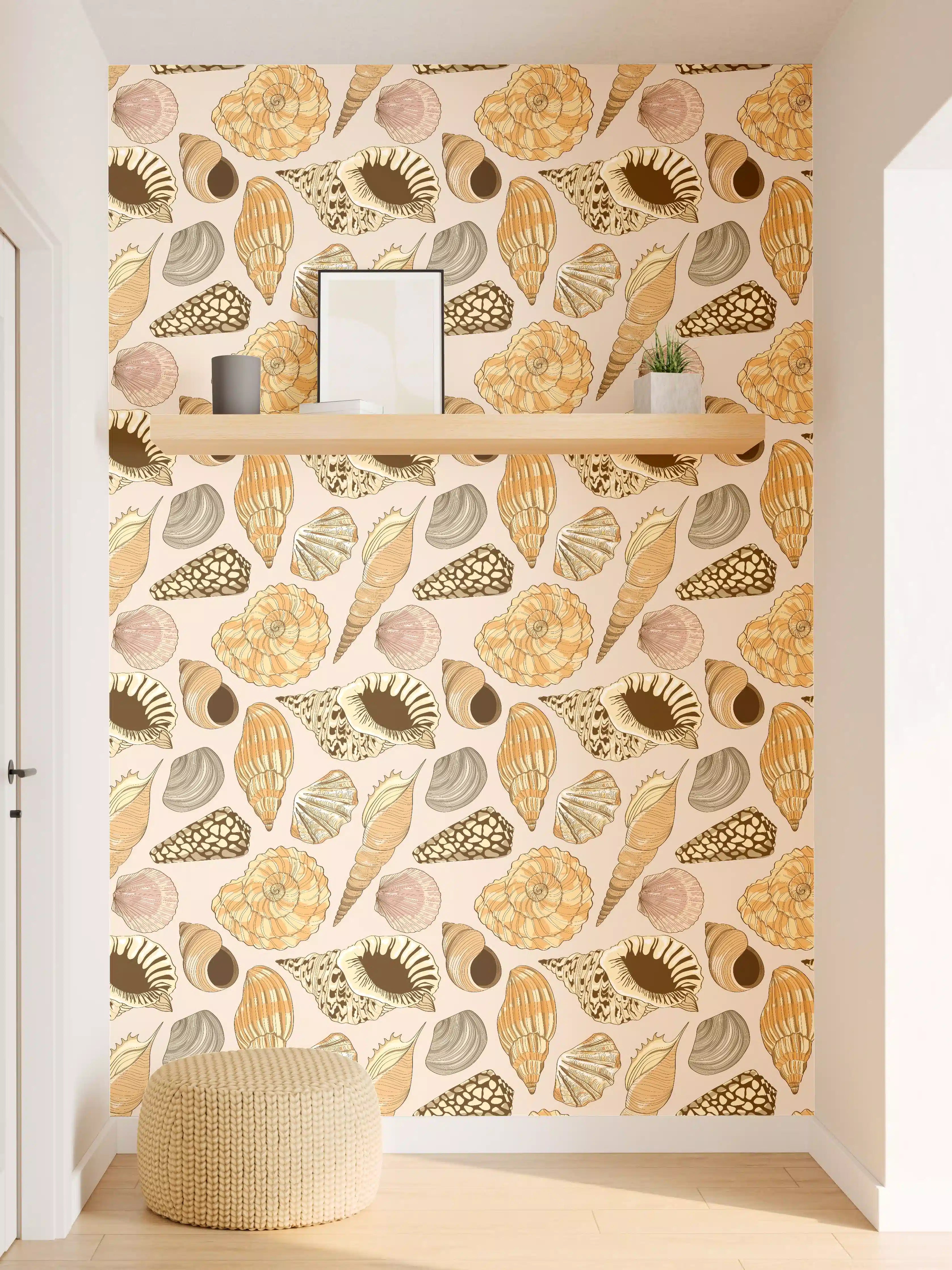 Wandverkleidung Flur - Muschelmuster Beige-Orange