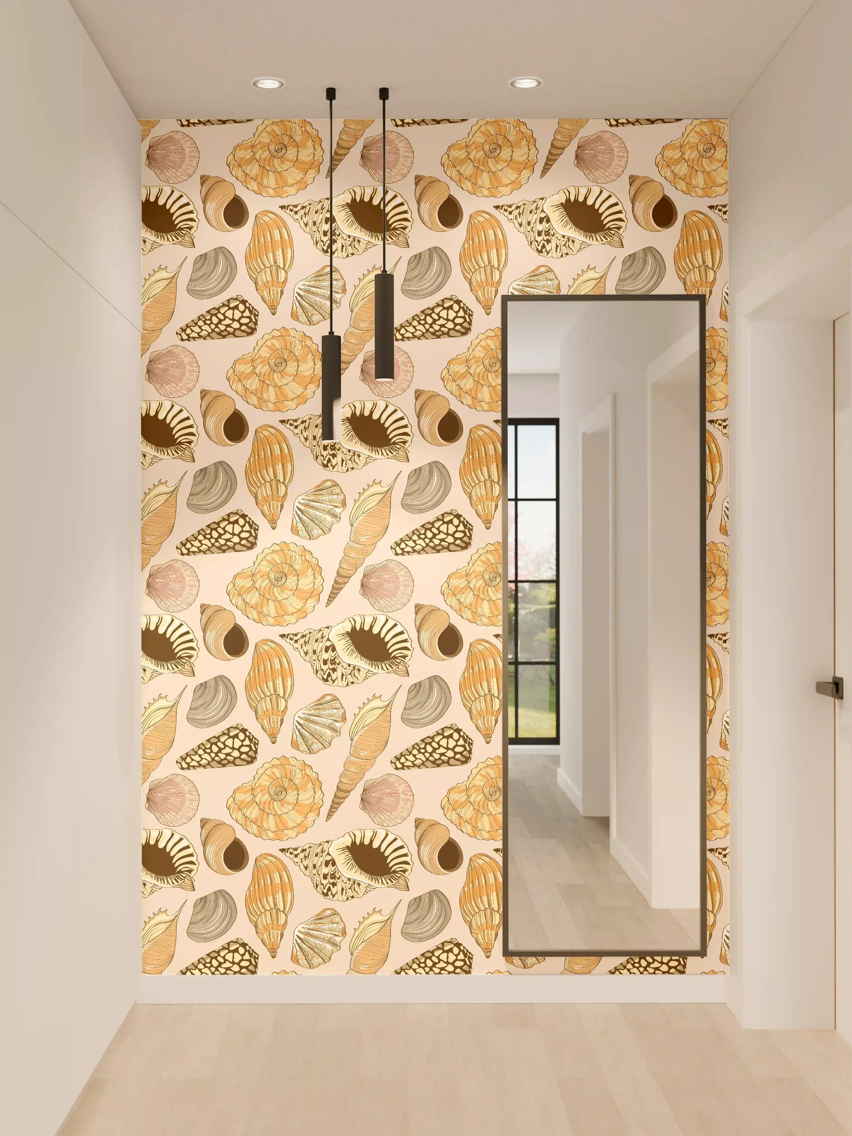 Wandverkleidung Flur - Muschelmuster Beige-Orange