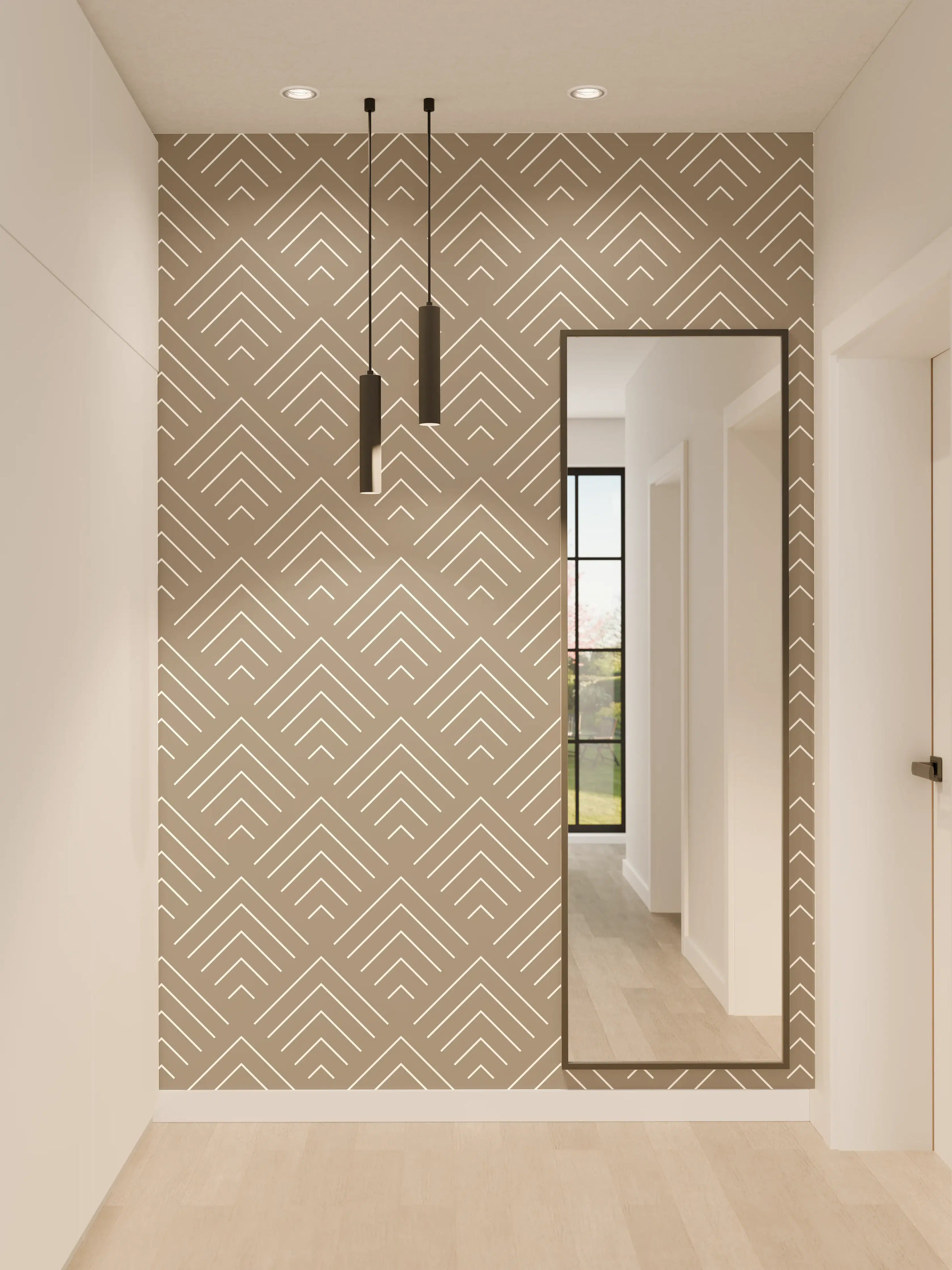 Wandverkleidung Flur - Musterhafte geometrische Tapete