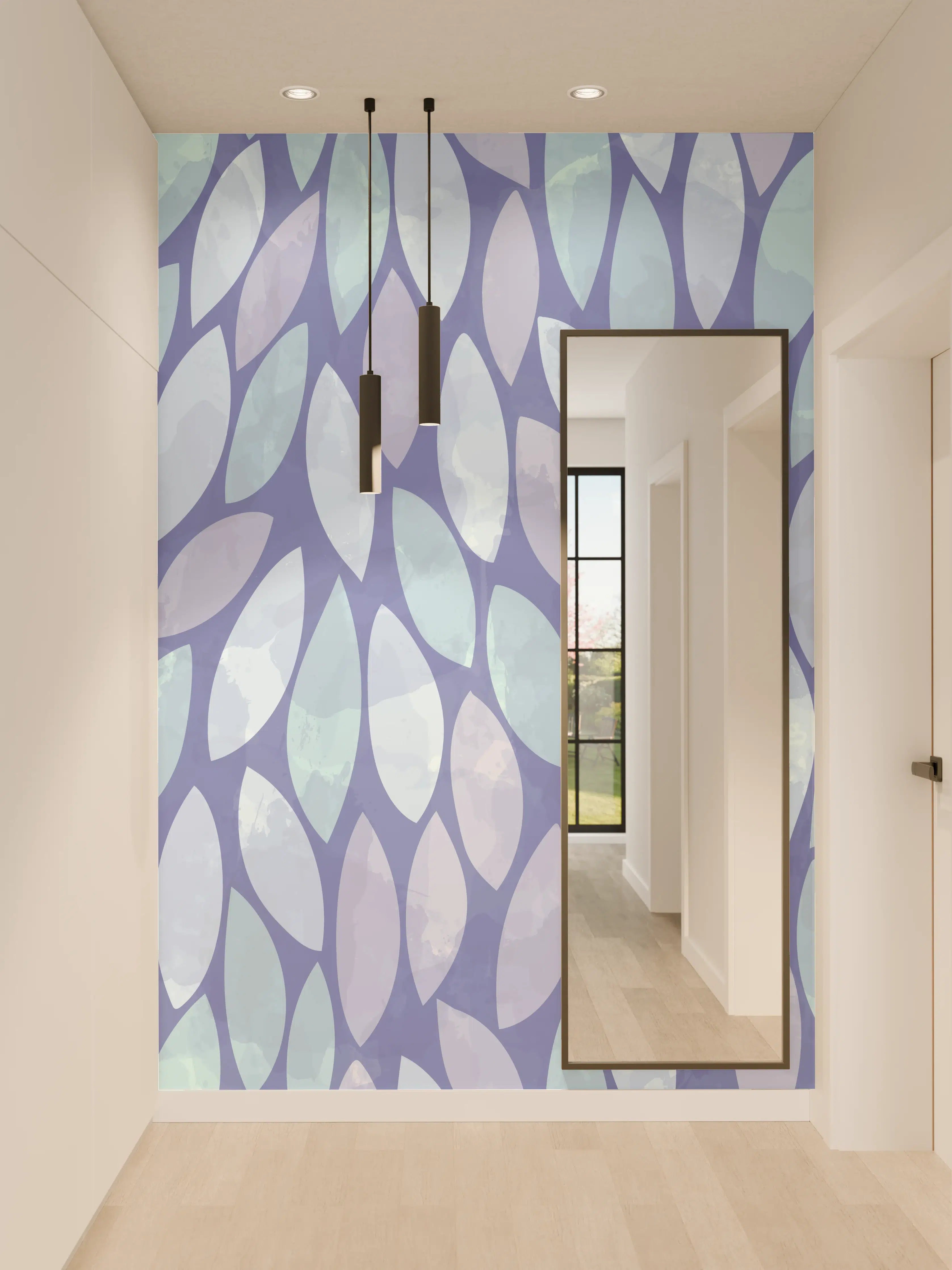Wandverkleidung Flur - Musterhaftes Design in Blau und Grau