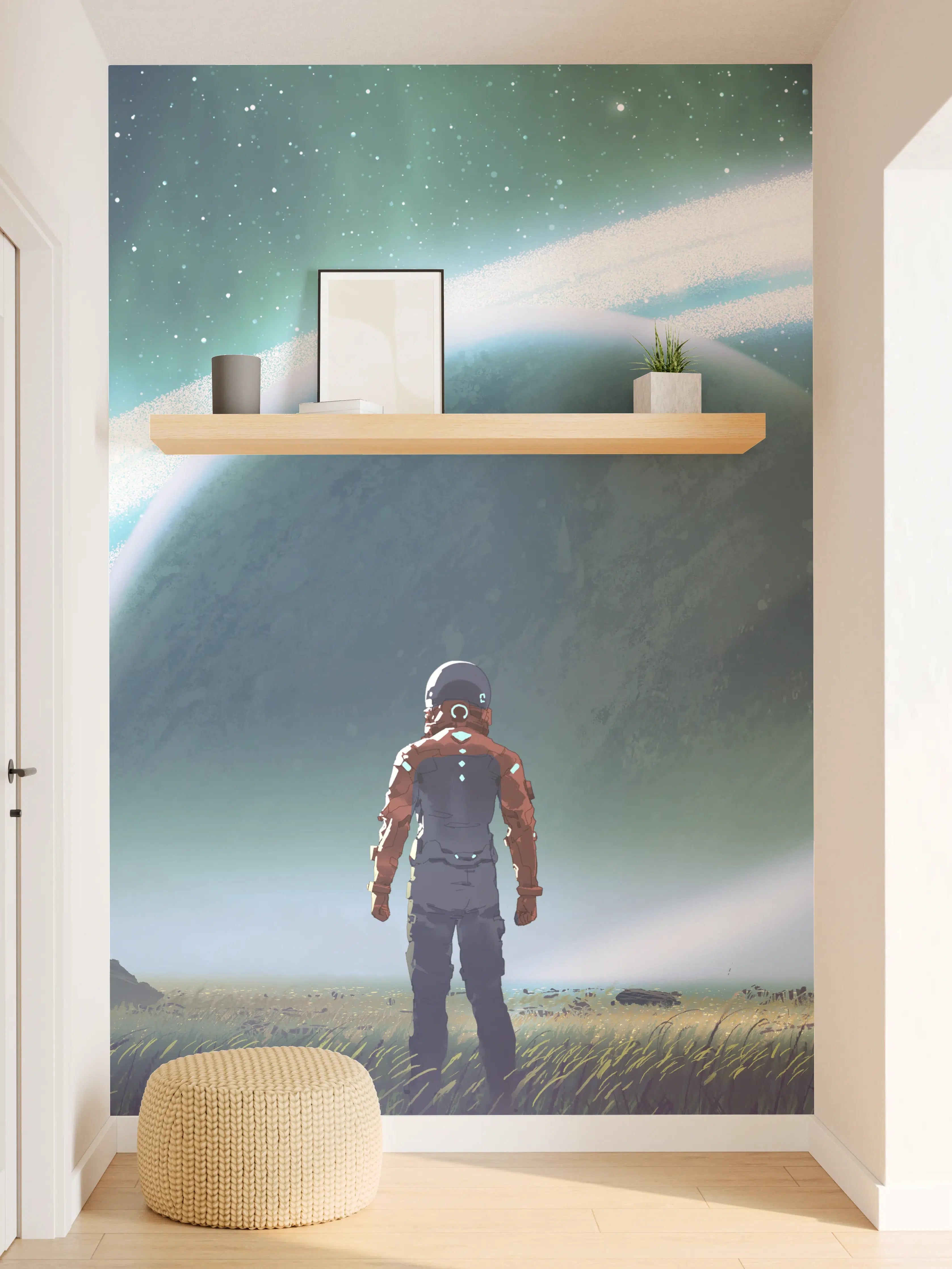 Wandverkleidung Flur - Mystische Grautöne im Weltraummeer