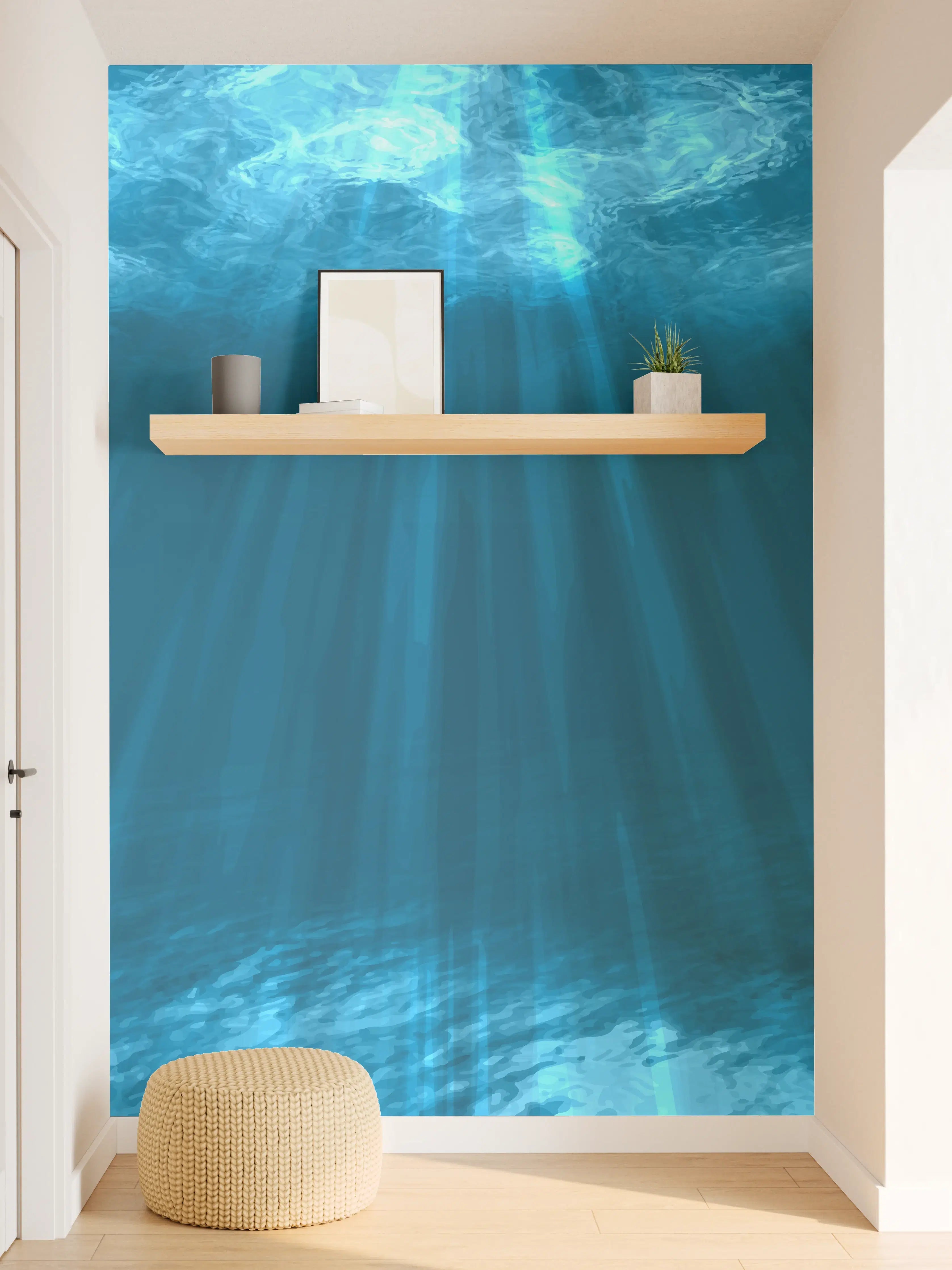 Wandverkleidung Flur - Mystische Unterwasserwelt Blau