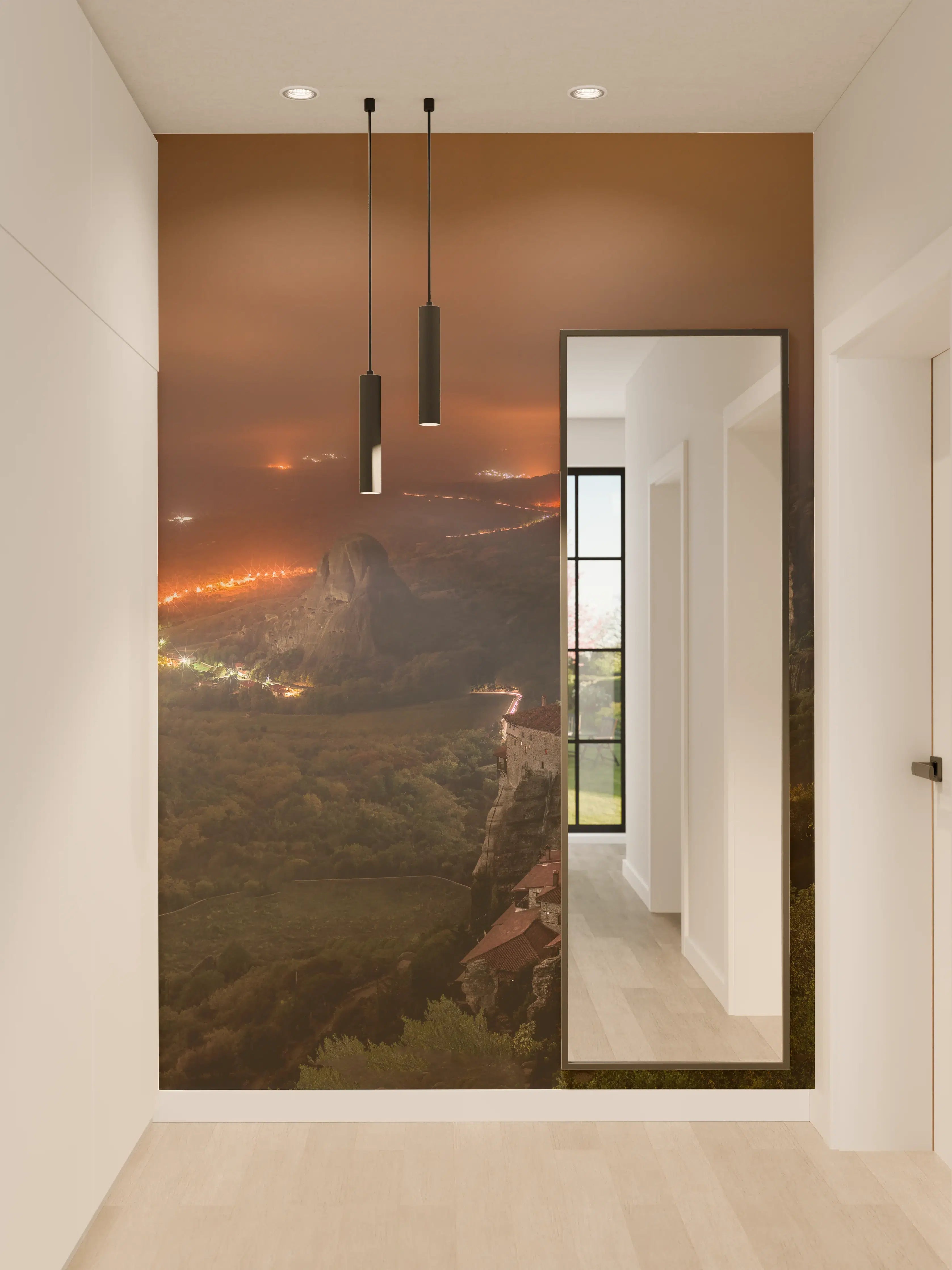 Wandverkleidung Flur - Nächtlicher Blick auf Meteora Berge