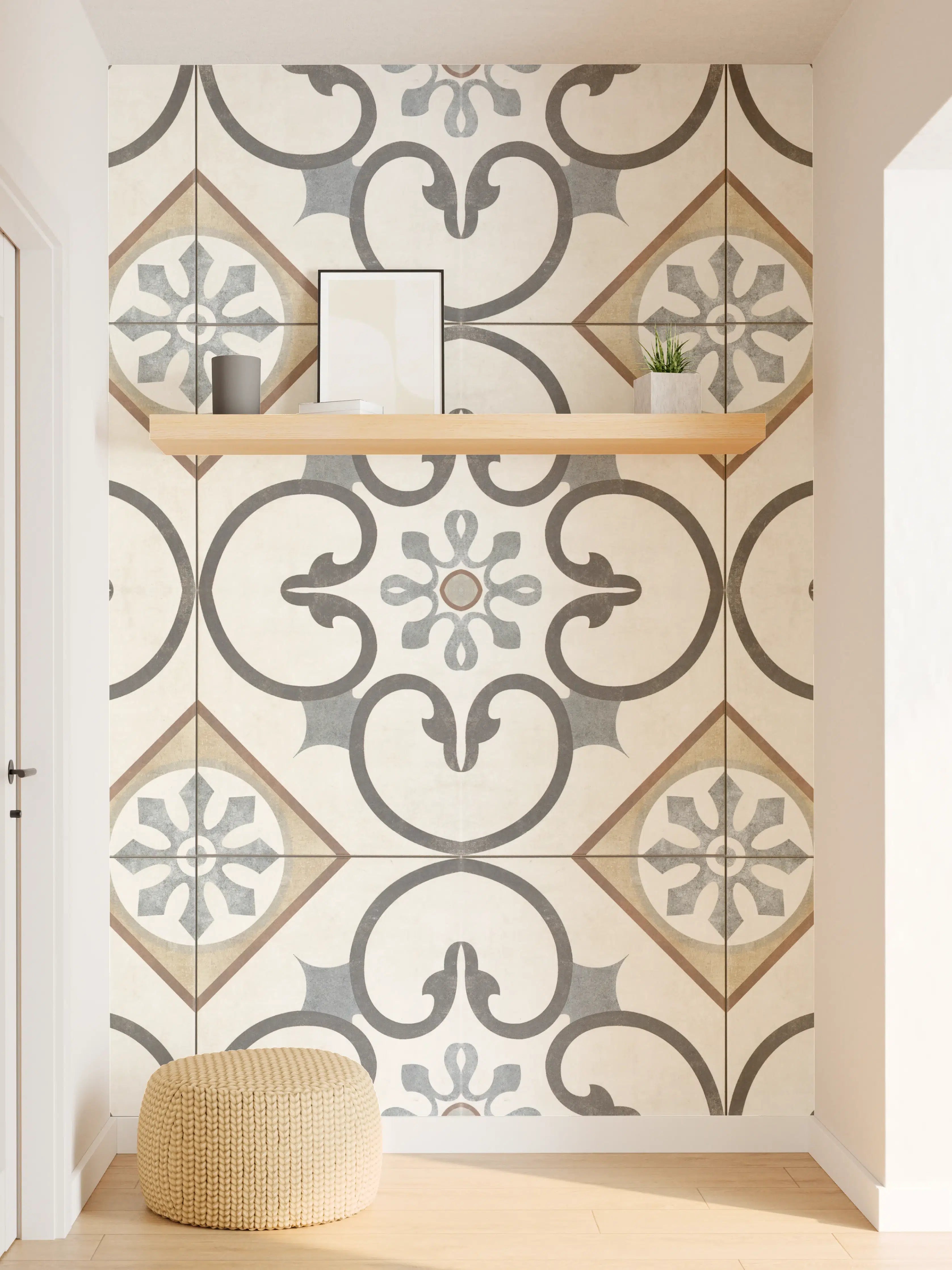 Wandverkleidung Flur - Nahtlose beige graue Fliesen