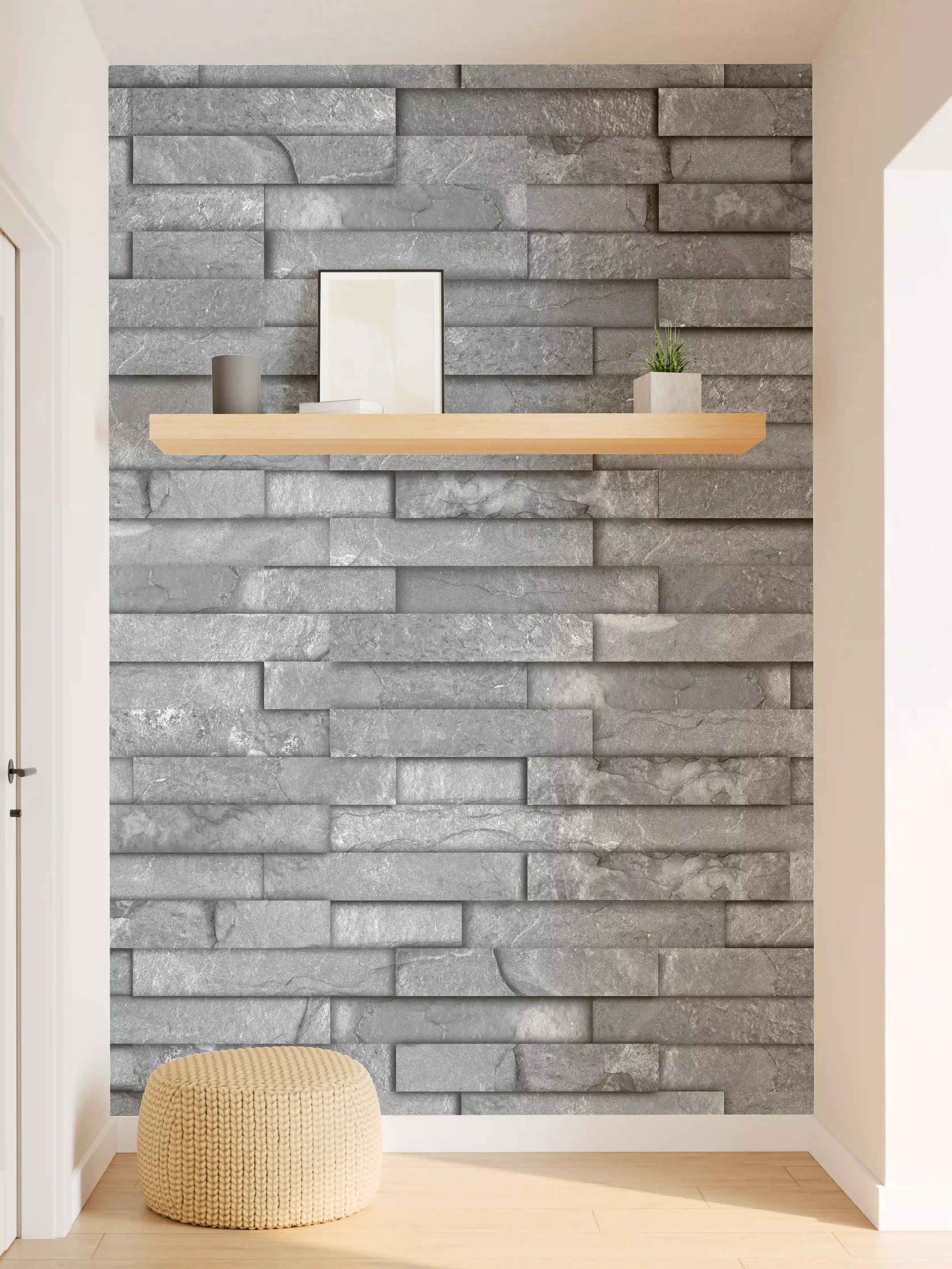 Wandverkleidung Flur - Nahtlose graue Schiefersteinwand Textur