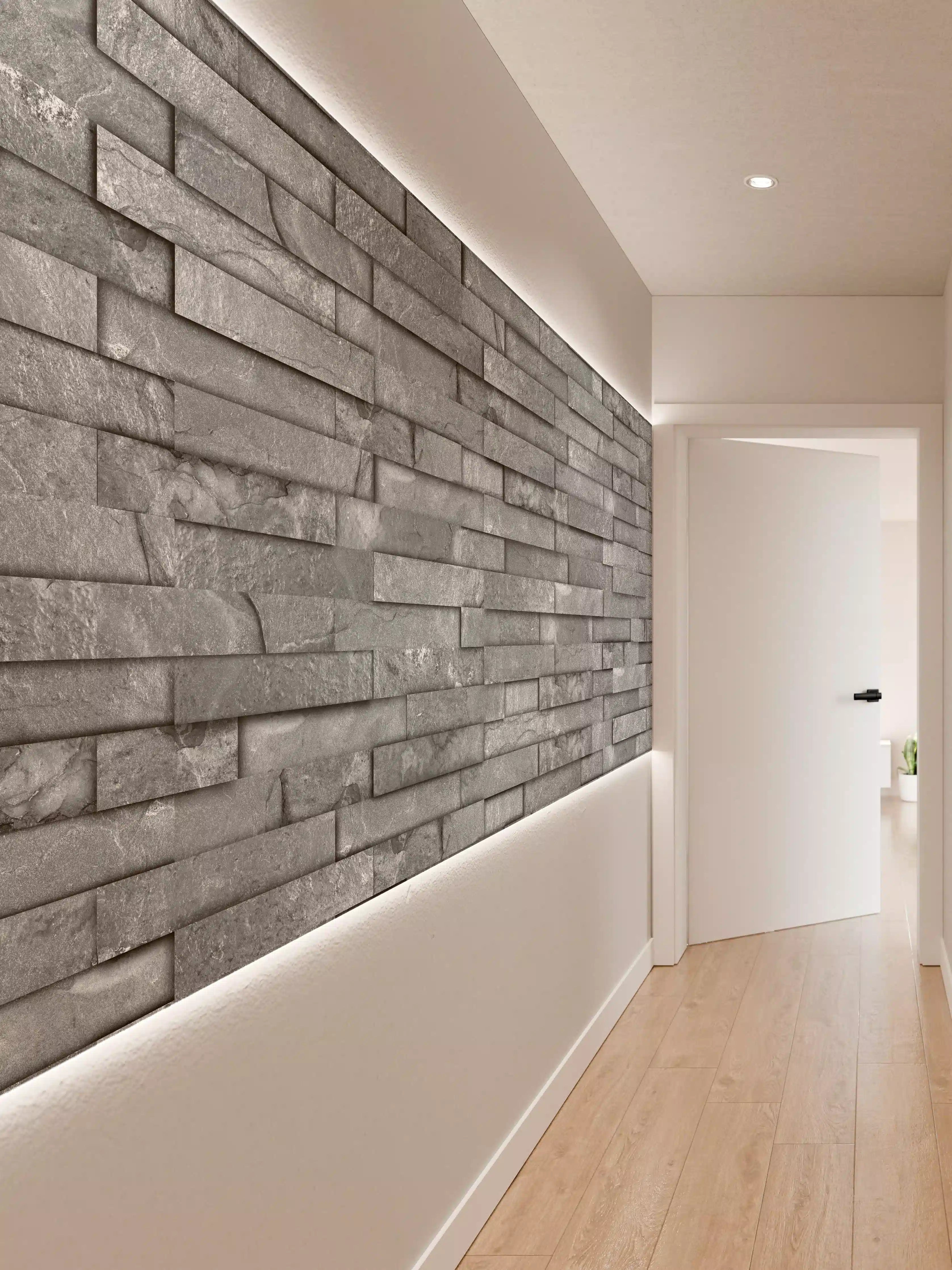 Wandverkleidung Flur - Nahtlose graue Schiefersteinwand Textur