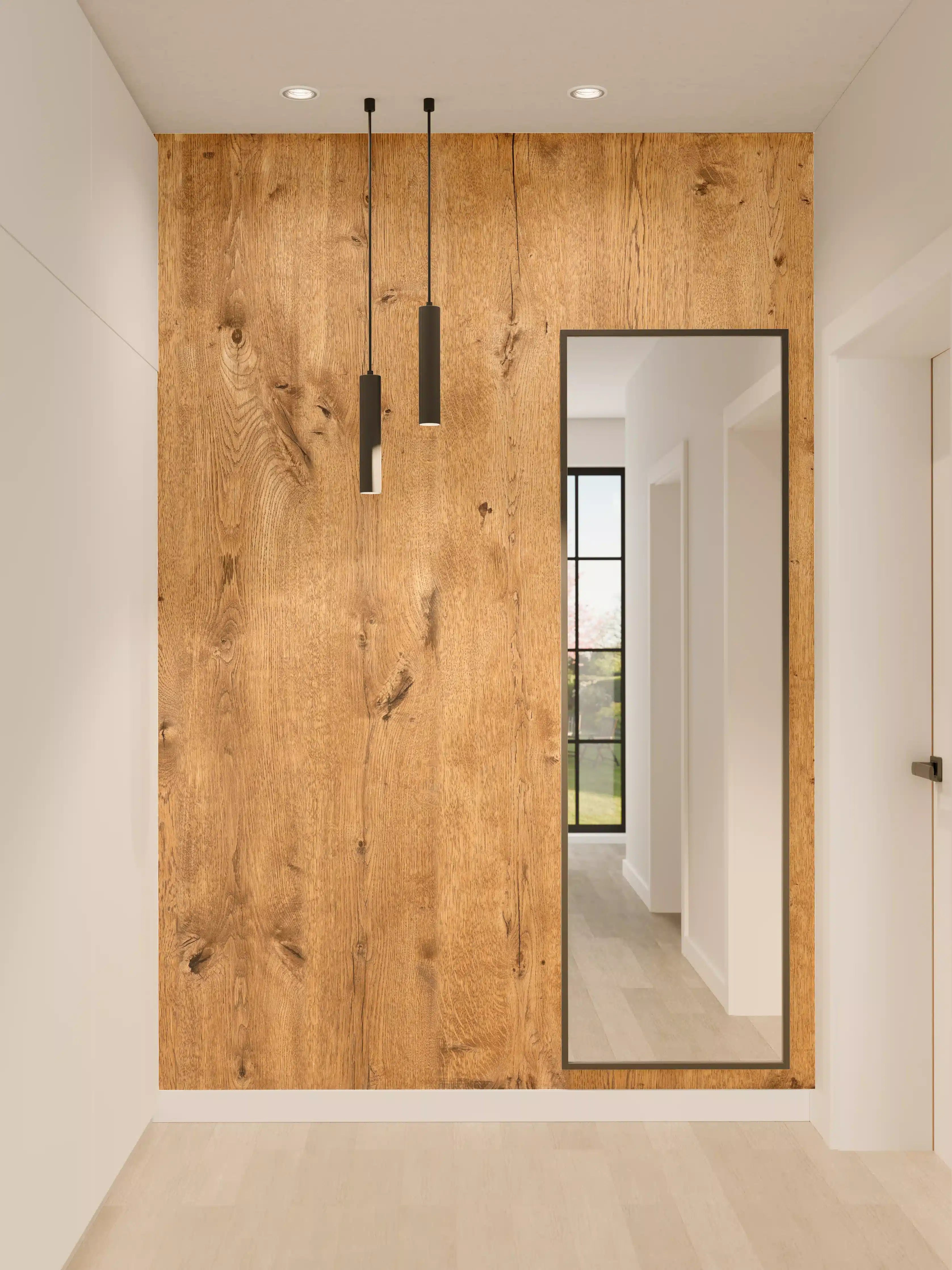 Wandverkleidung Flur - Natürliche Eichenholz-Struktur