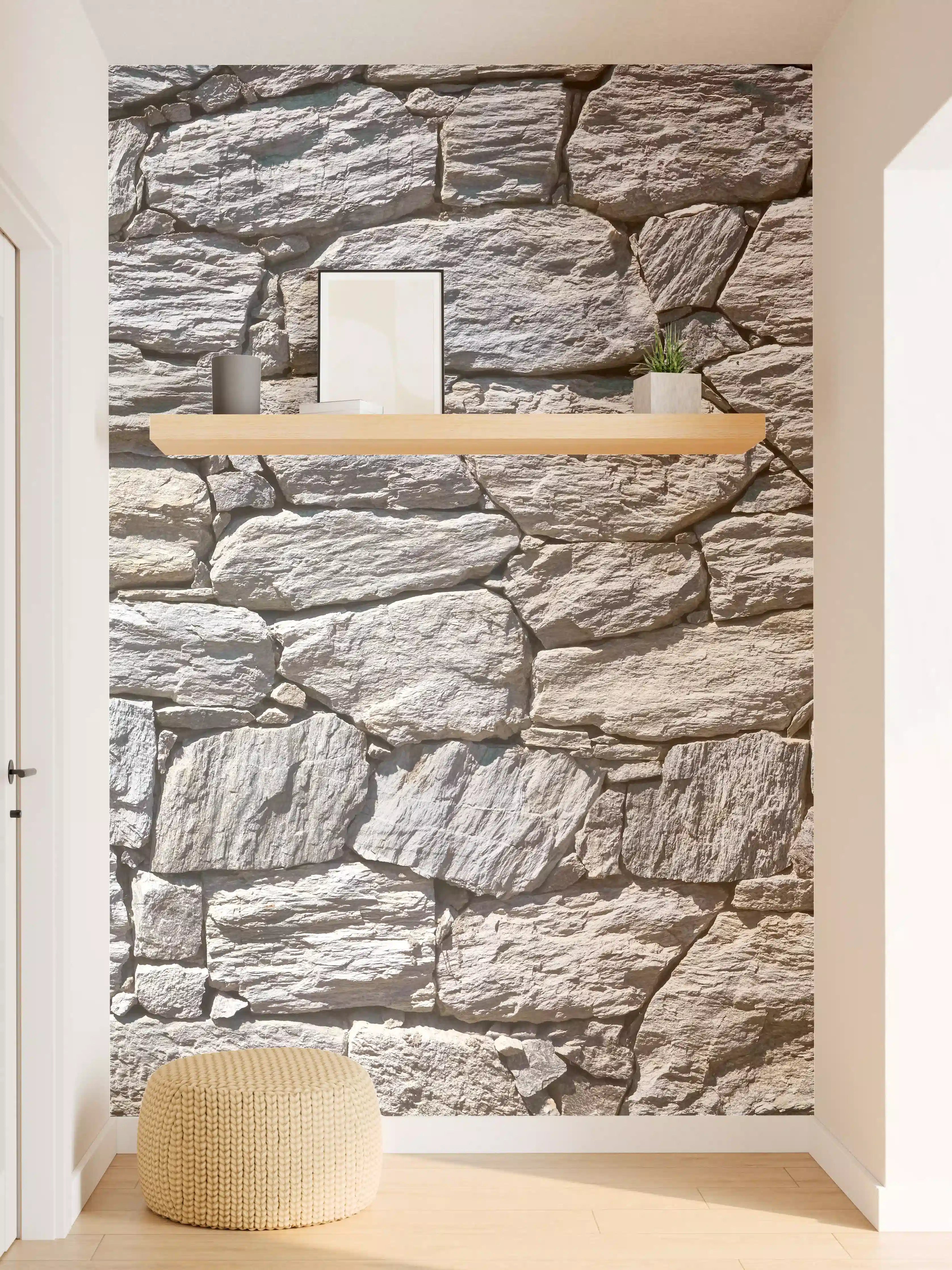 Wandverkleidung Flur - Natürliche Steinmauer