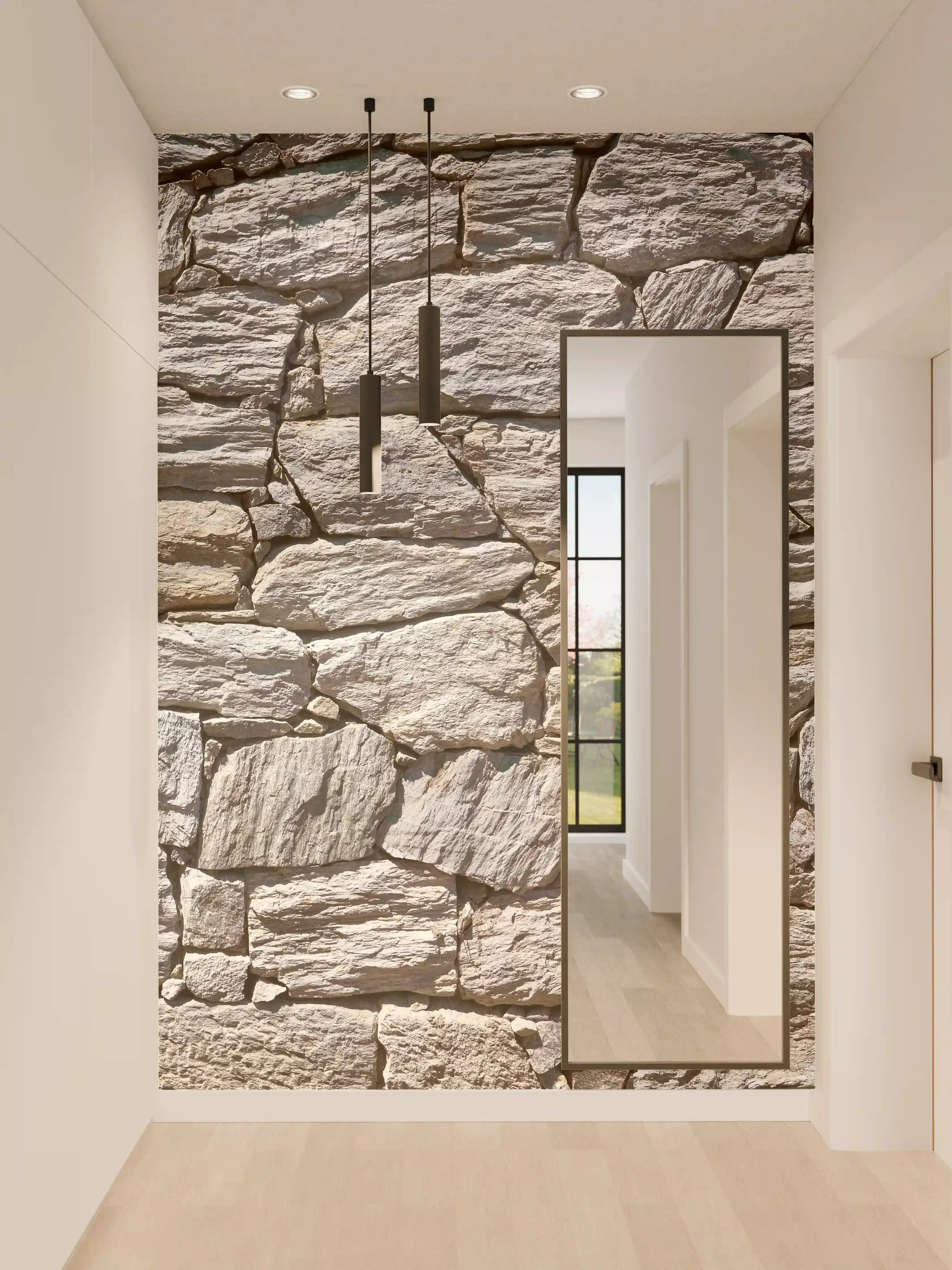 Wandverkleidung Flur - Natürliche Steinmauer
