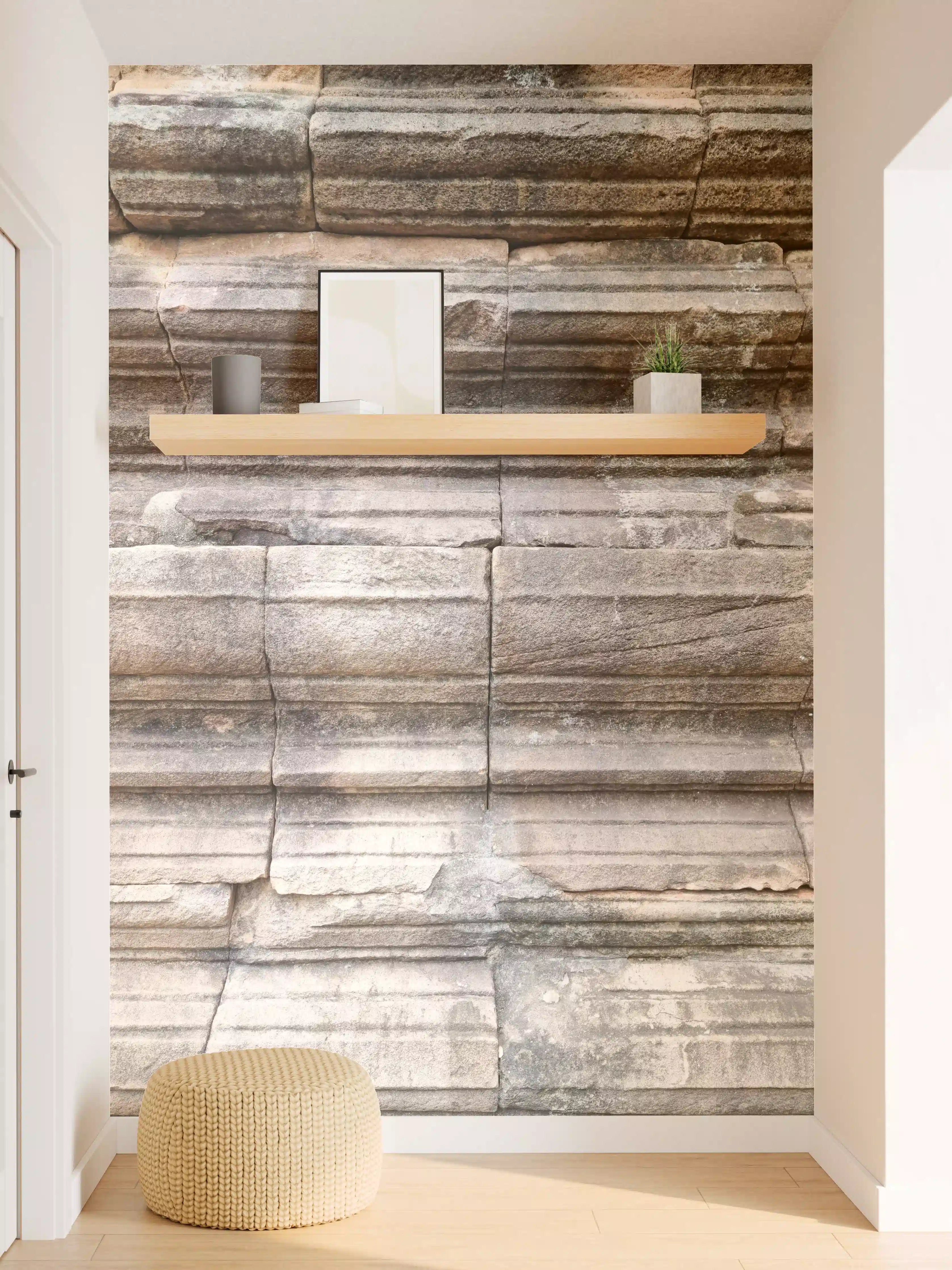 Wandverkleidung Flur - Natürliche Steinwand mit Textur