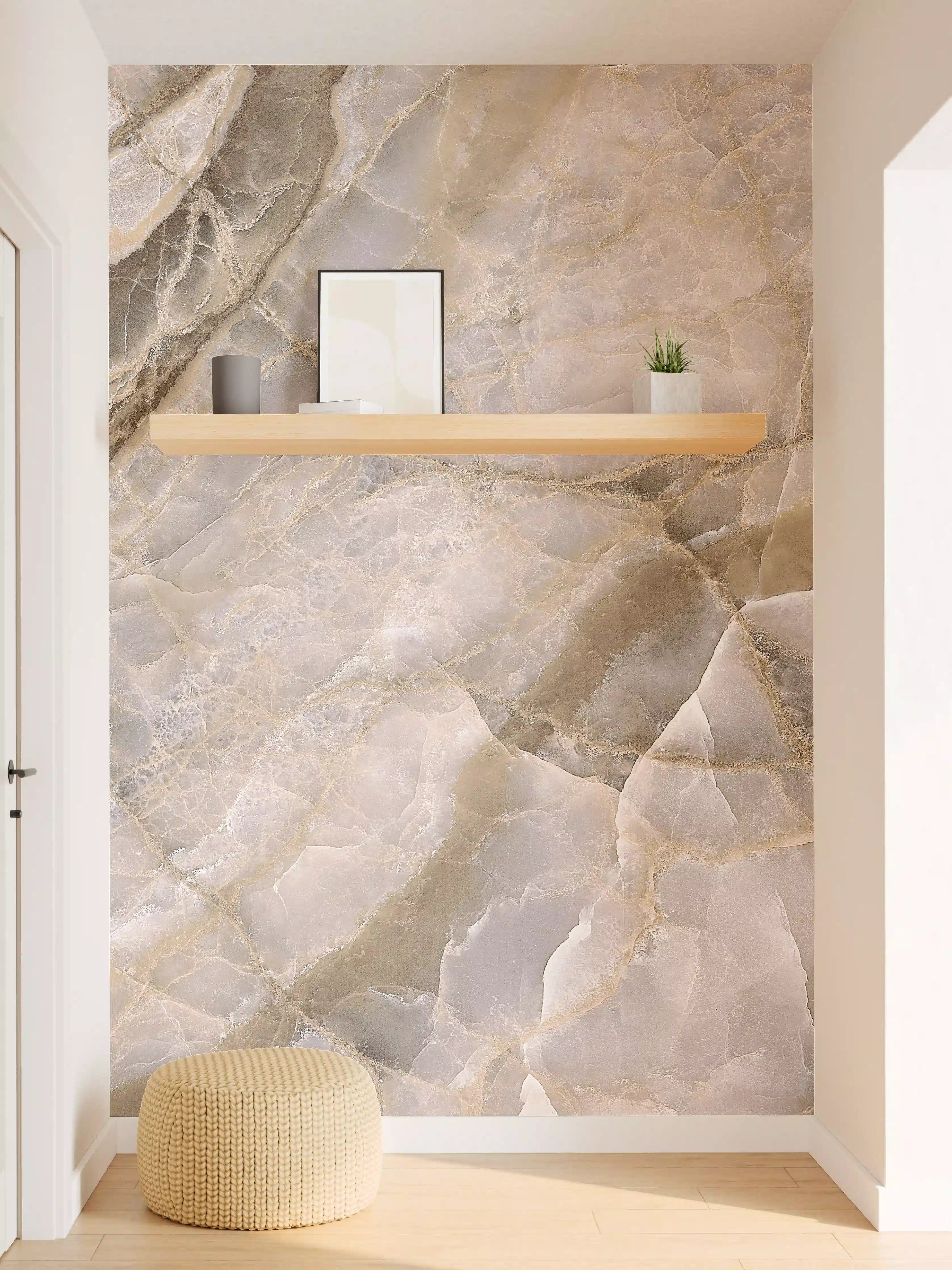 Wandverkleidung Flur - Natürliche graue Onyx Oberfläche