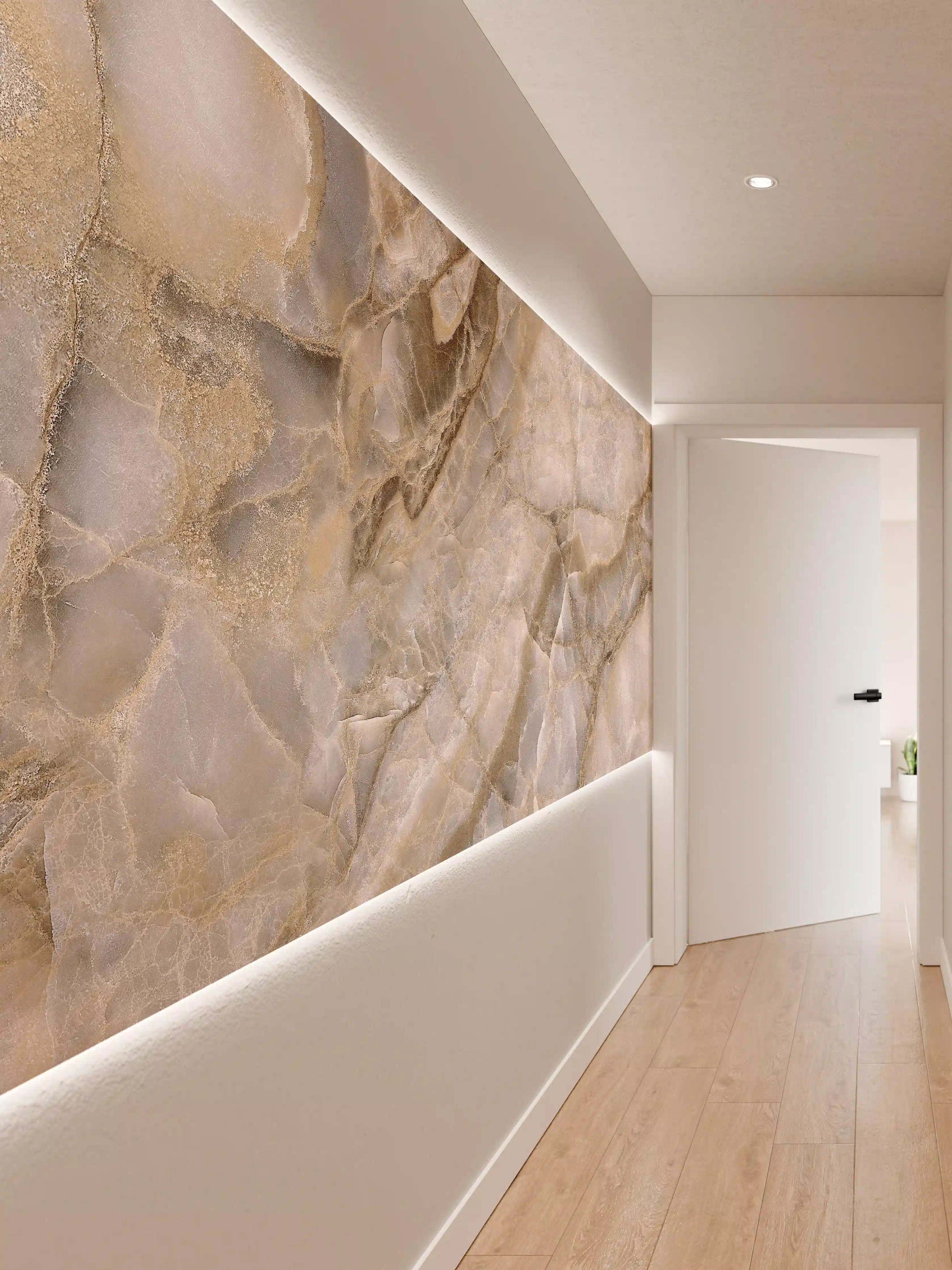 Wandverkleidung Flur - Natürliche graue Onyx Oberfläche