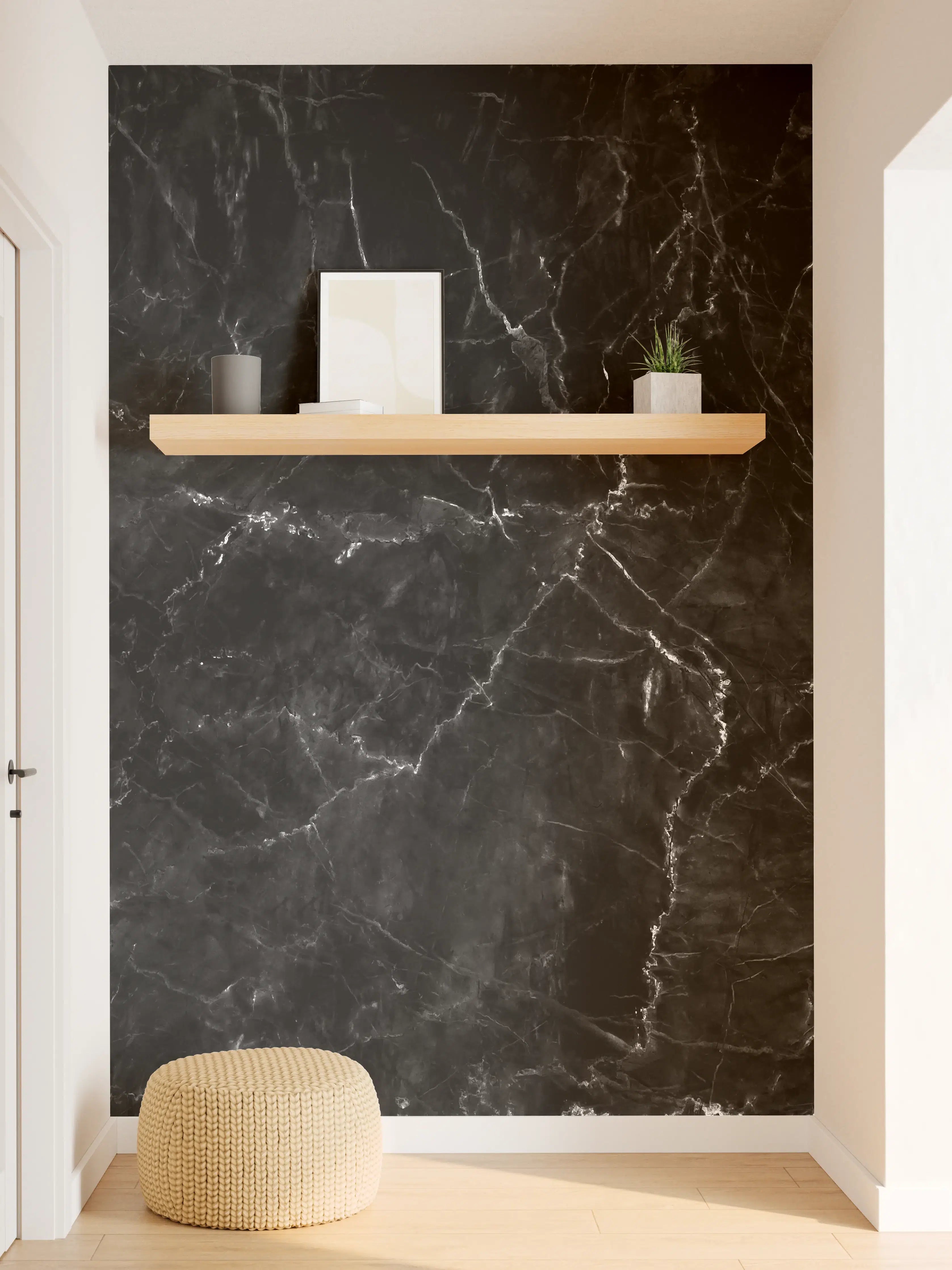 Wandverkleidung Flur - Natürlicher schwarzer Marmor