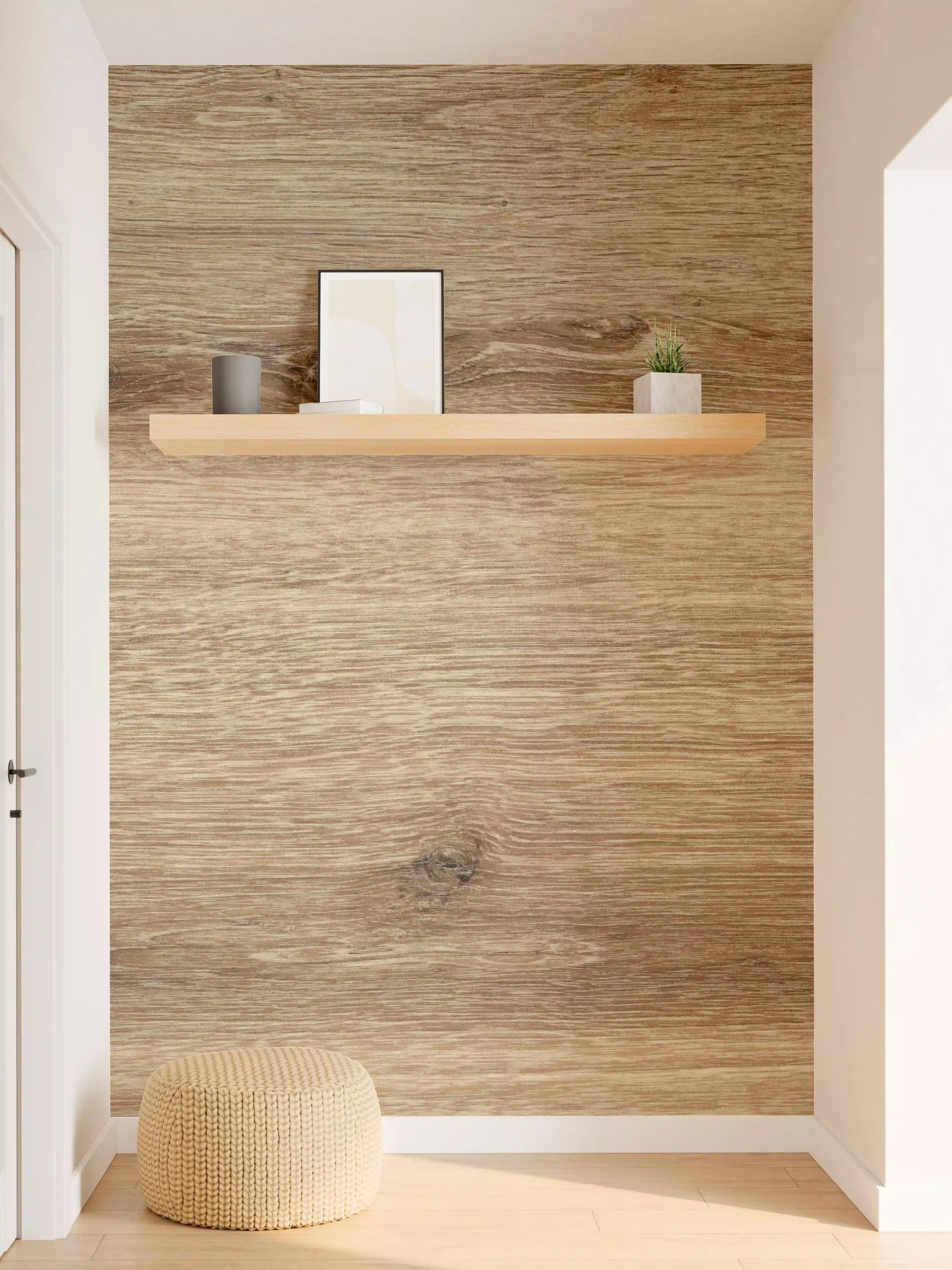 Wandverkleidung Flur - Naturbraune Altholztextur 1