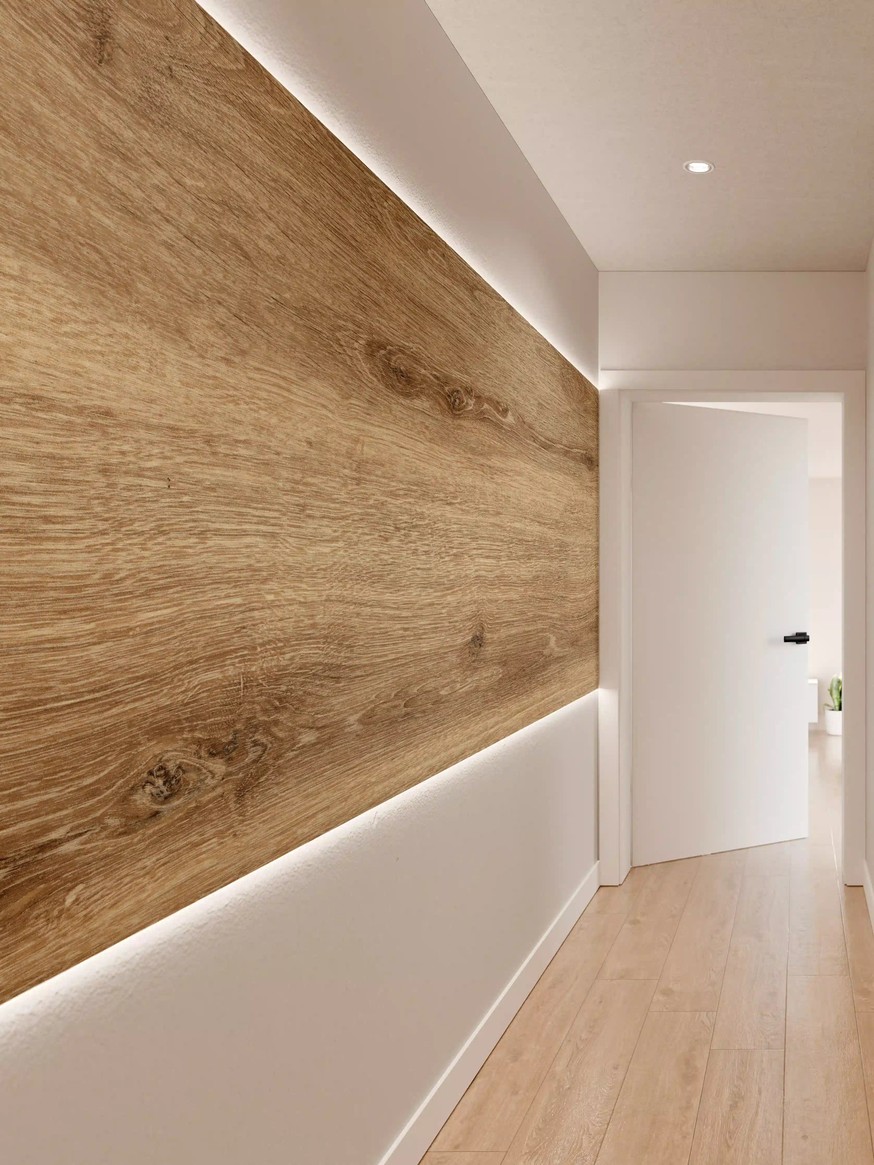 Wandverkleidung Flur - Naturbraune Altholztextur 1