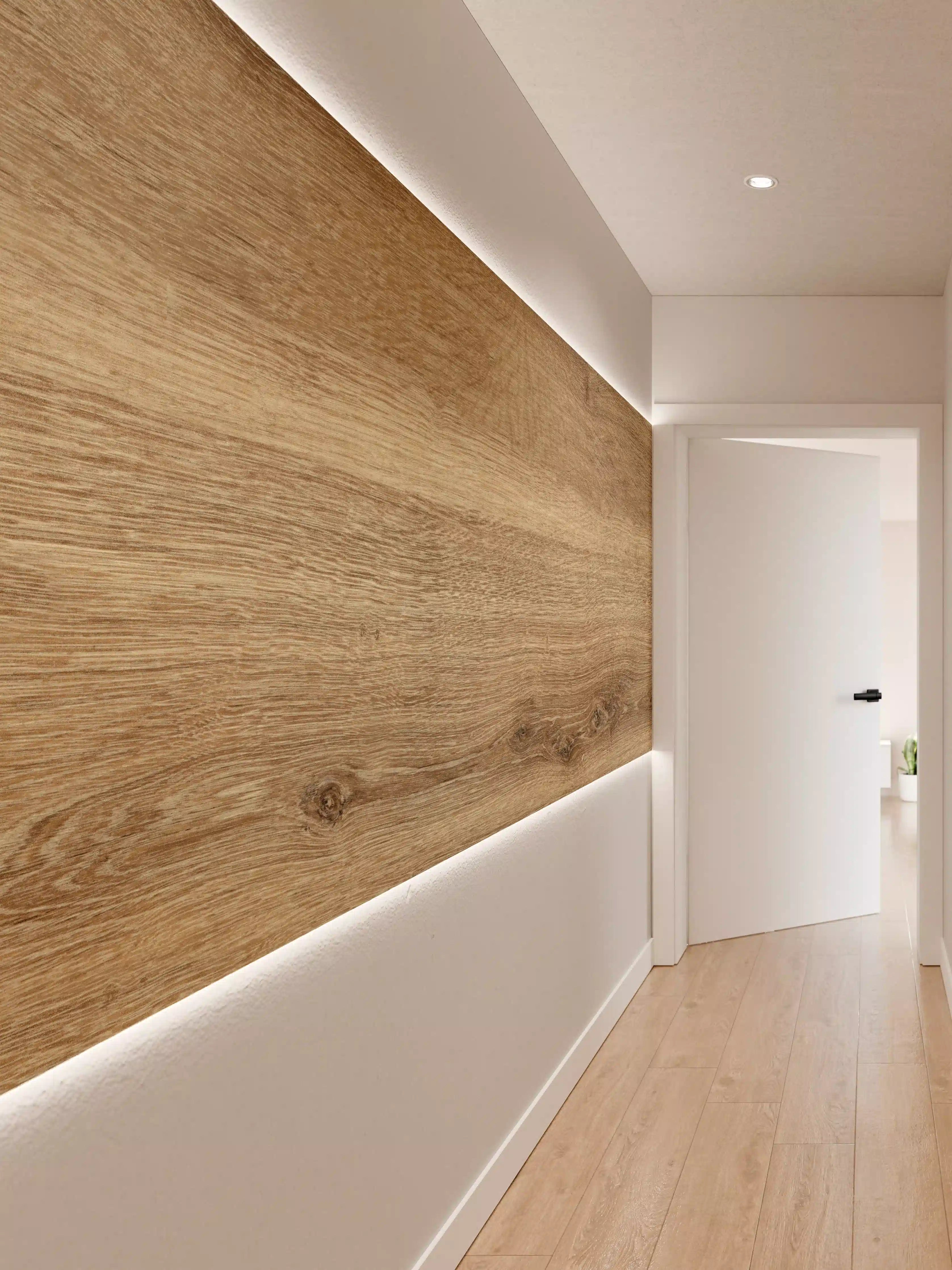 Wandverkleidung Flur - Naturbraune Altholztextur 2