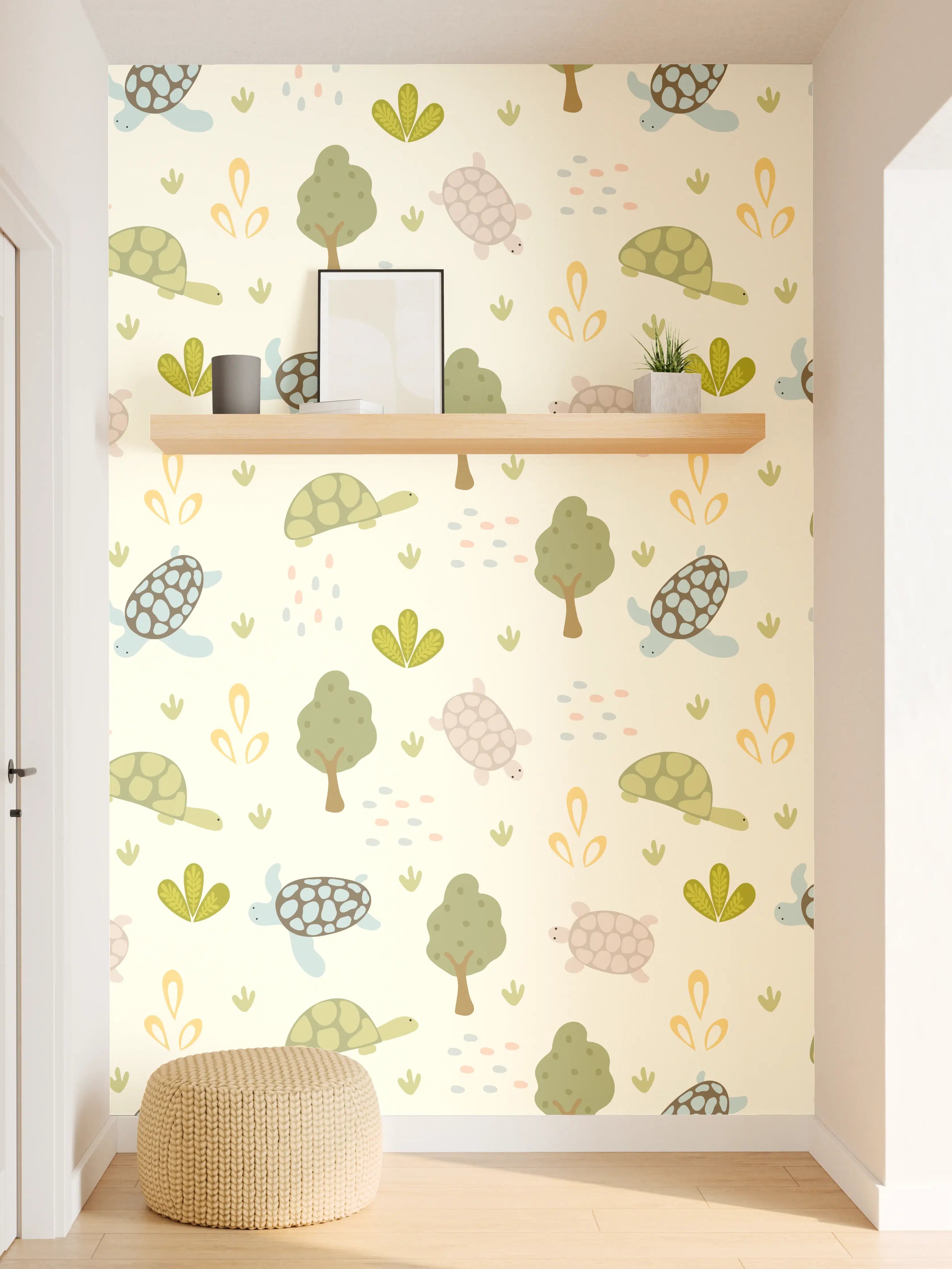 Wandverkleidung Flur - Naturmotiv Muster: Friedliche Tiere & Pflanzen