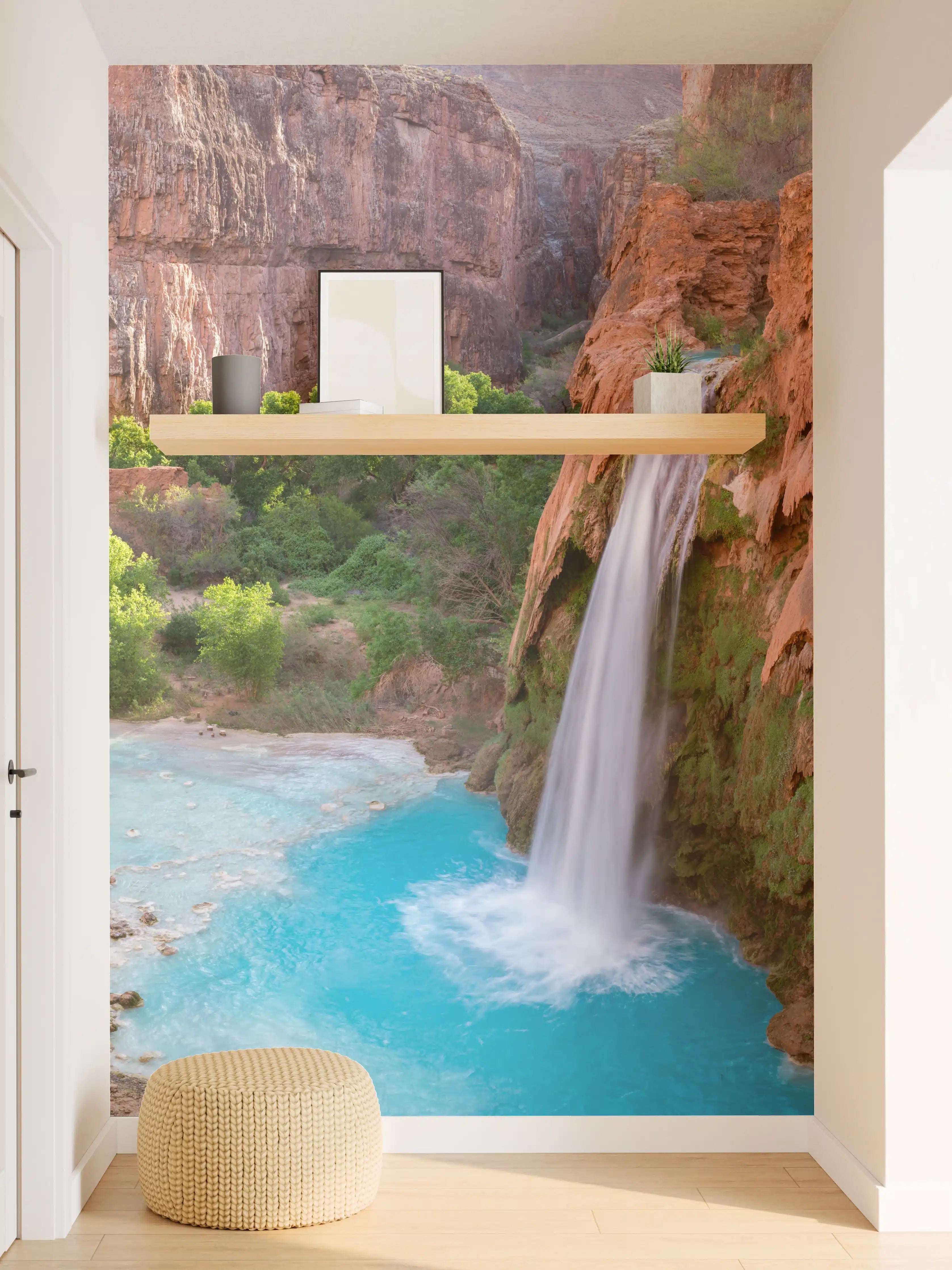 Wandverkleidung Flur - Naturparadies mit Wasserfall und Fluss