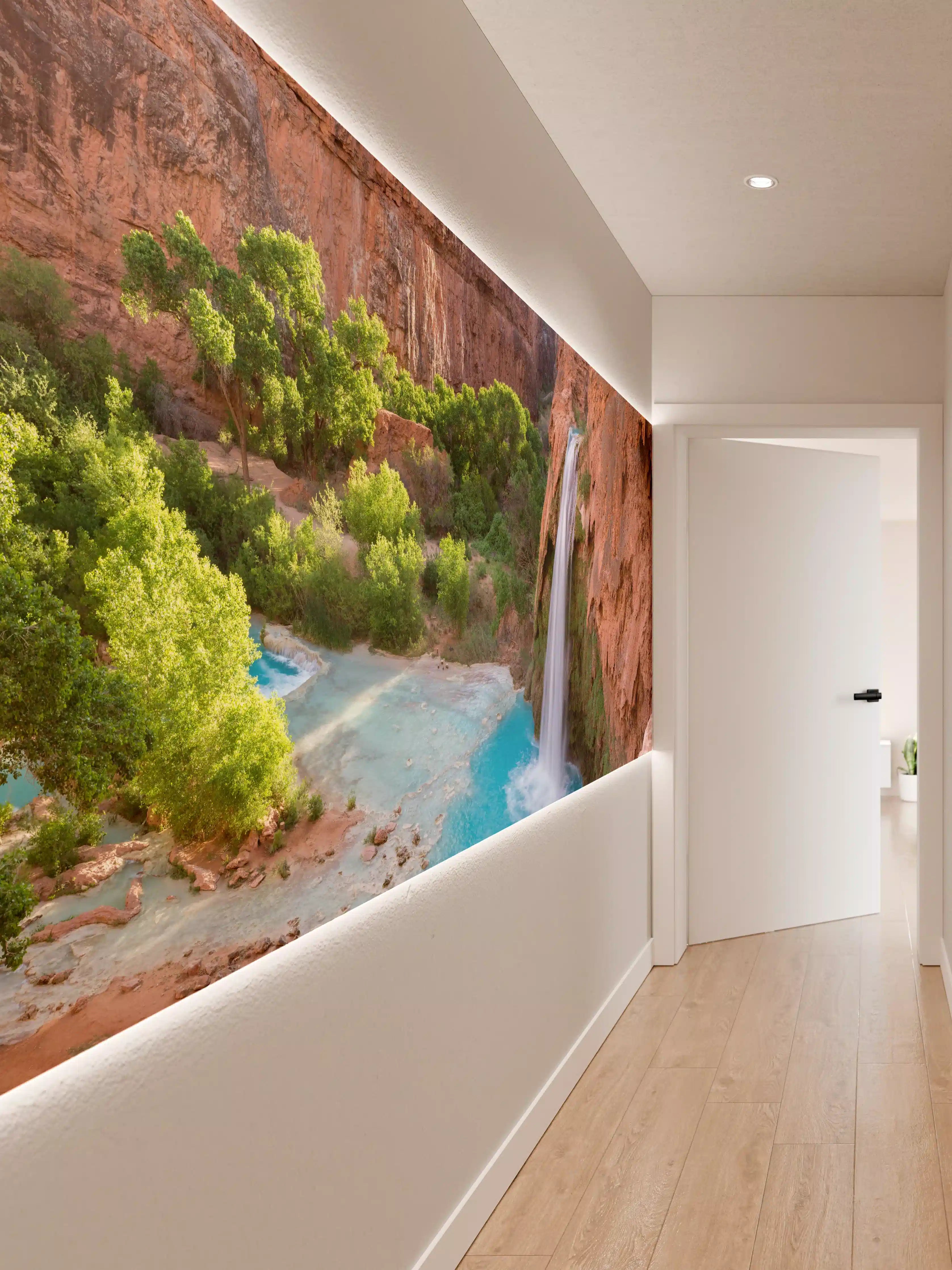 Wandverkleidung Flur - Naturparadies mit Wasserfall und Fluss