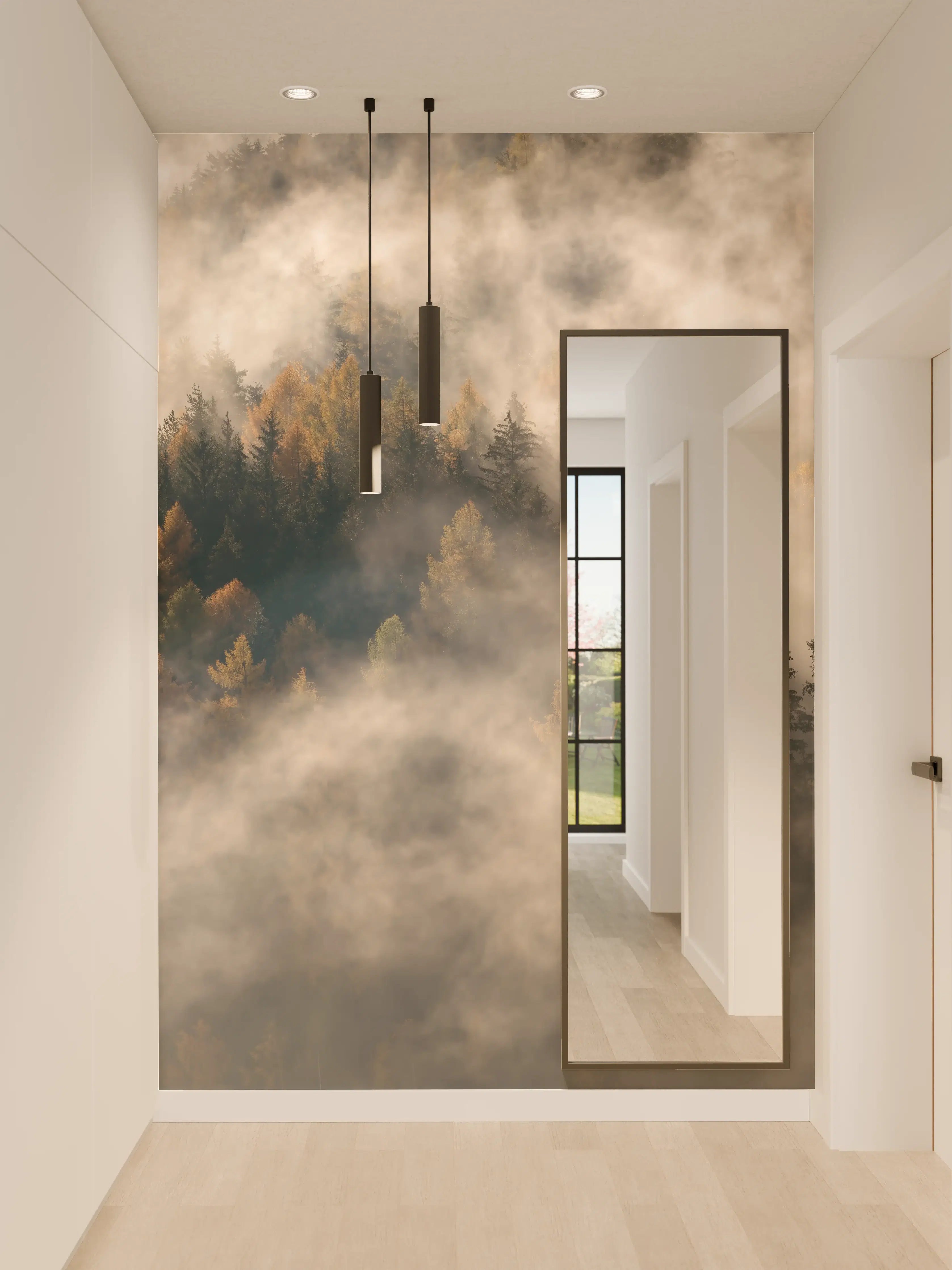 Wandverkleidung Flur - Nebel im Wald