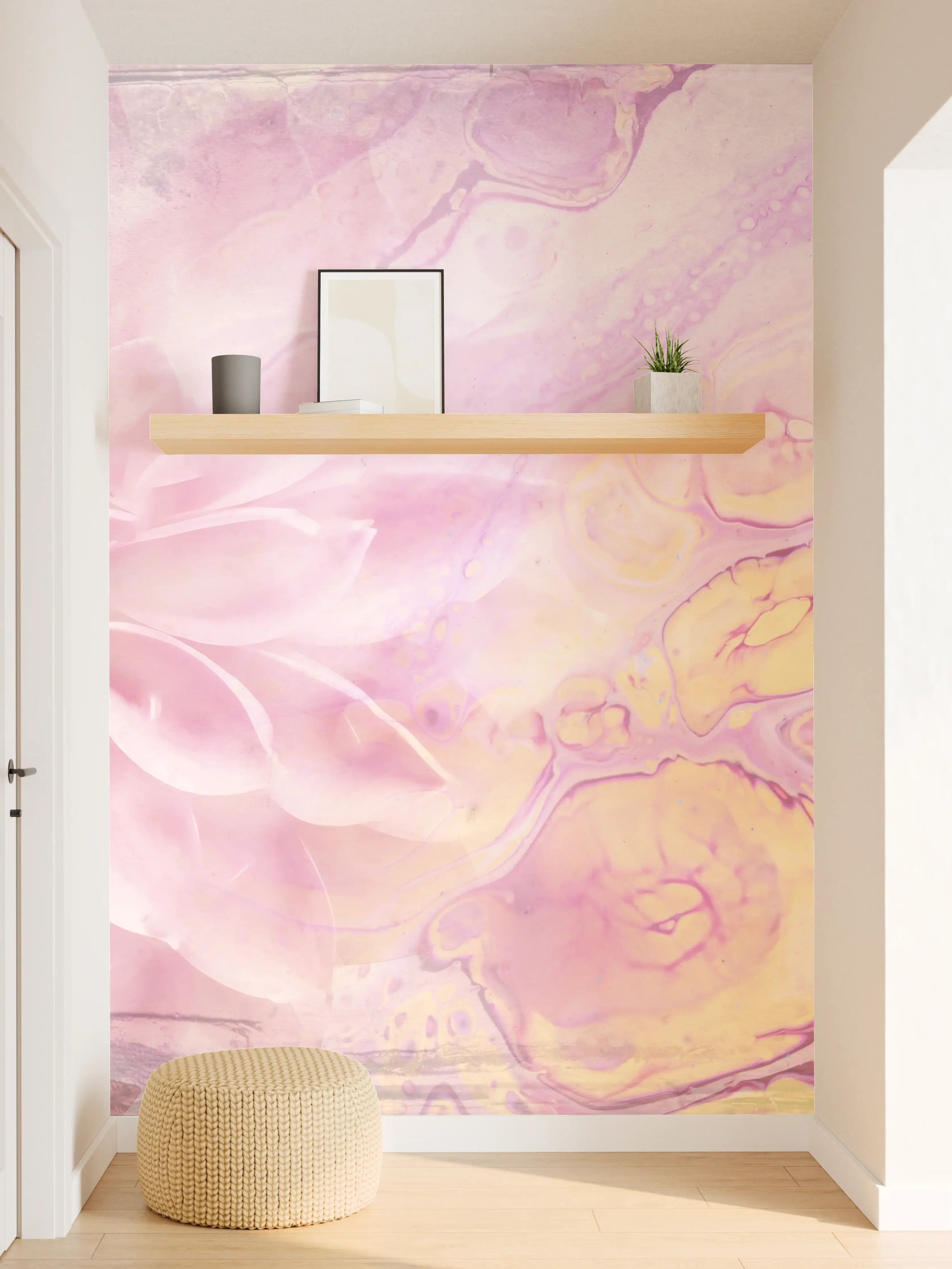 Wandverkleidung Flur - Nebelhafte Wasserfarben mit blühenden Grautönen