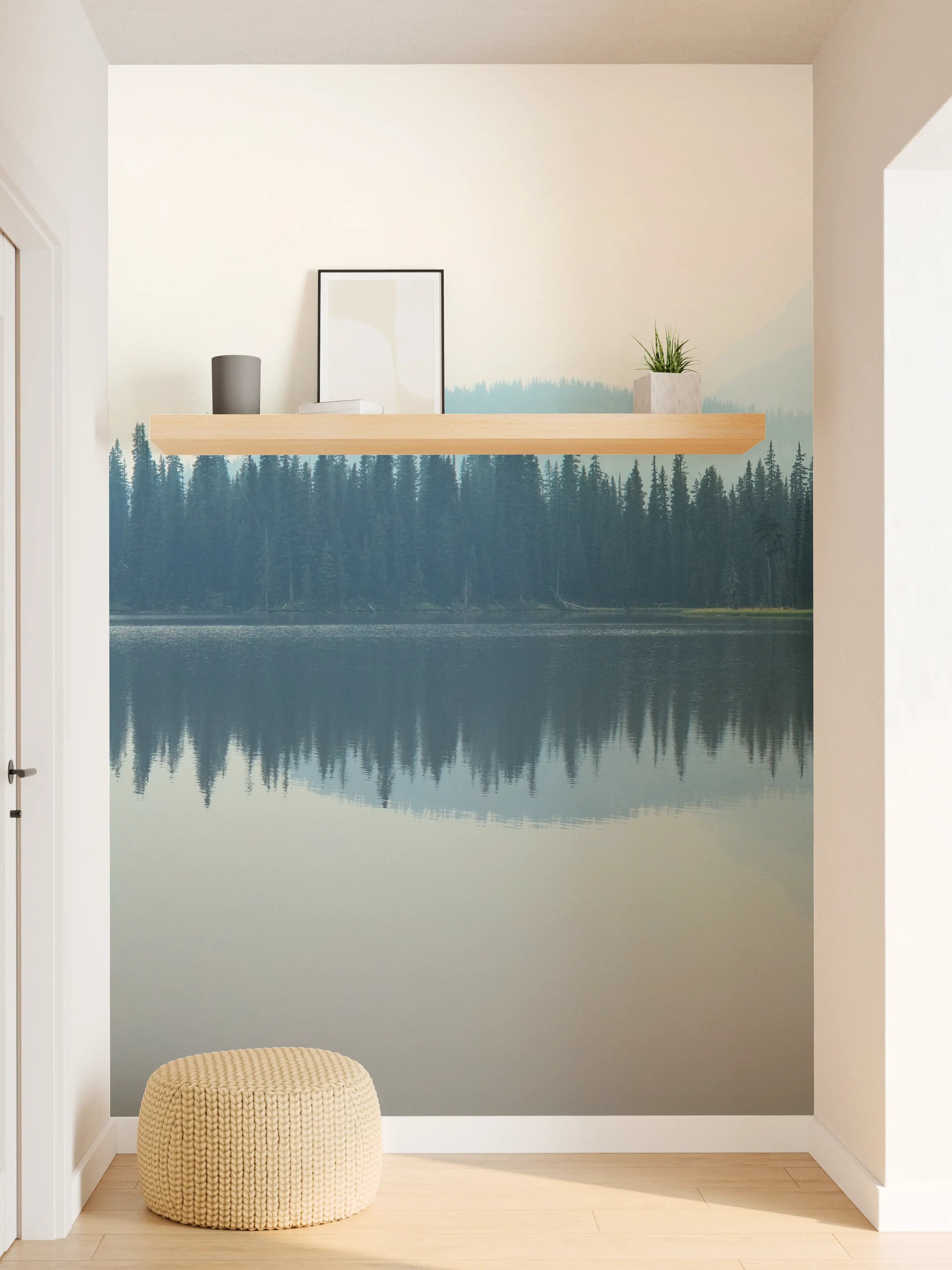 Wandverkleidung Flur - Nebliger Bergsee