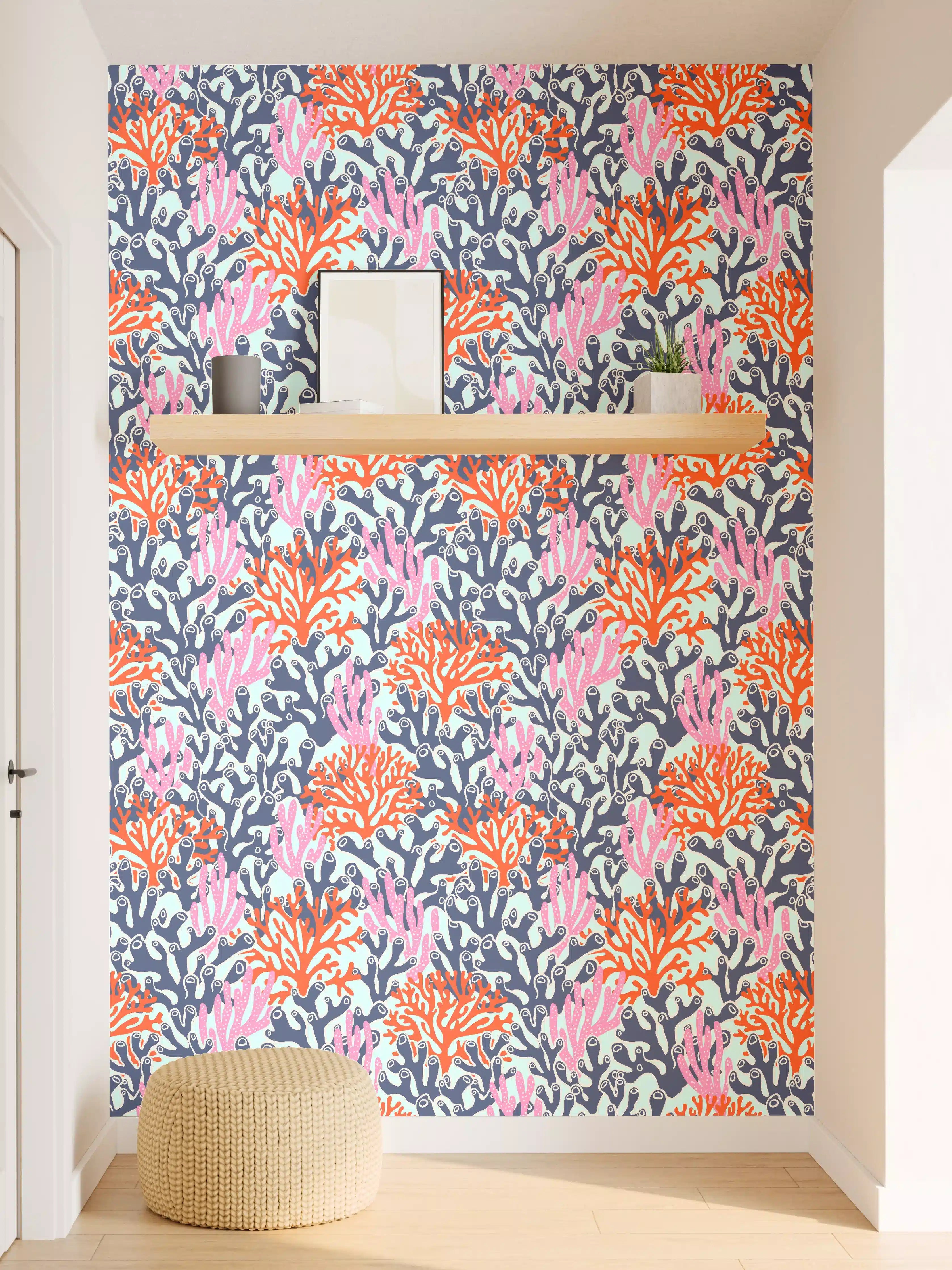Wandverkleidung Flur - Neon-Korallen Blau Orange Pink