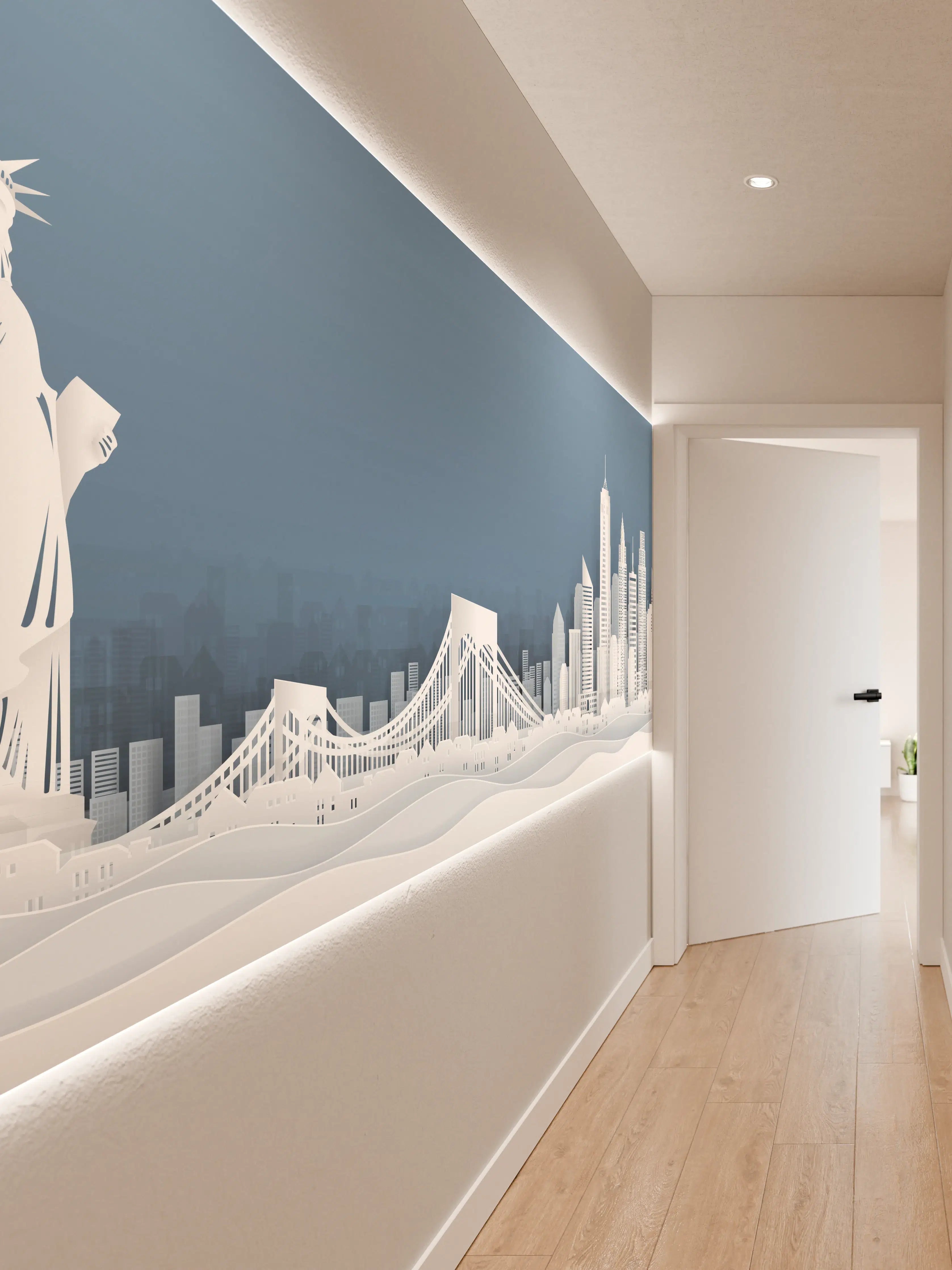 Wandverkleidung Flur - New York Skyline Papierkunst