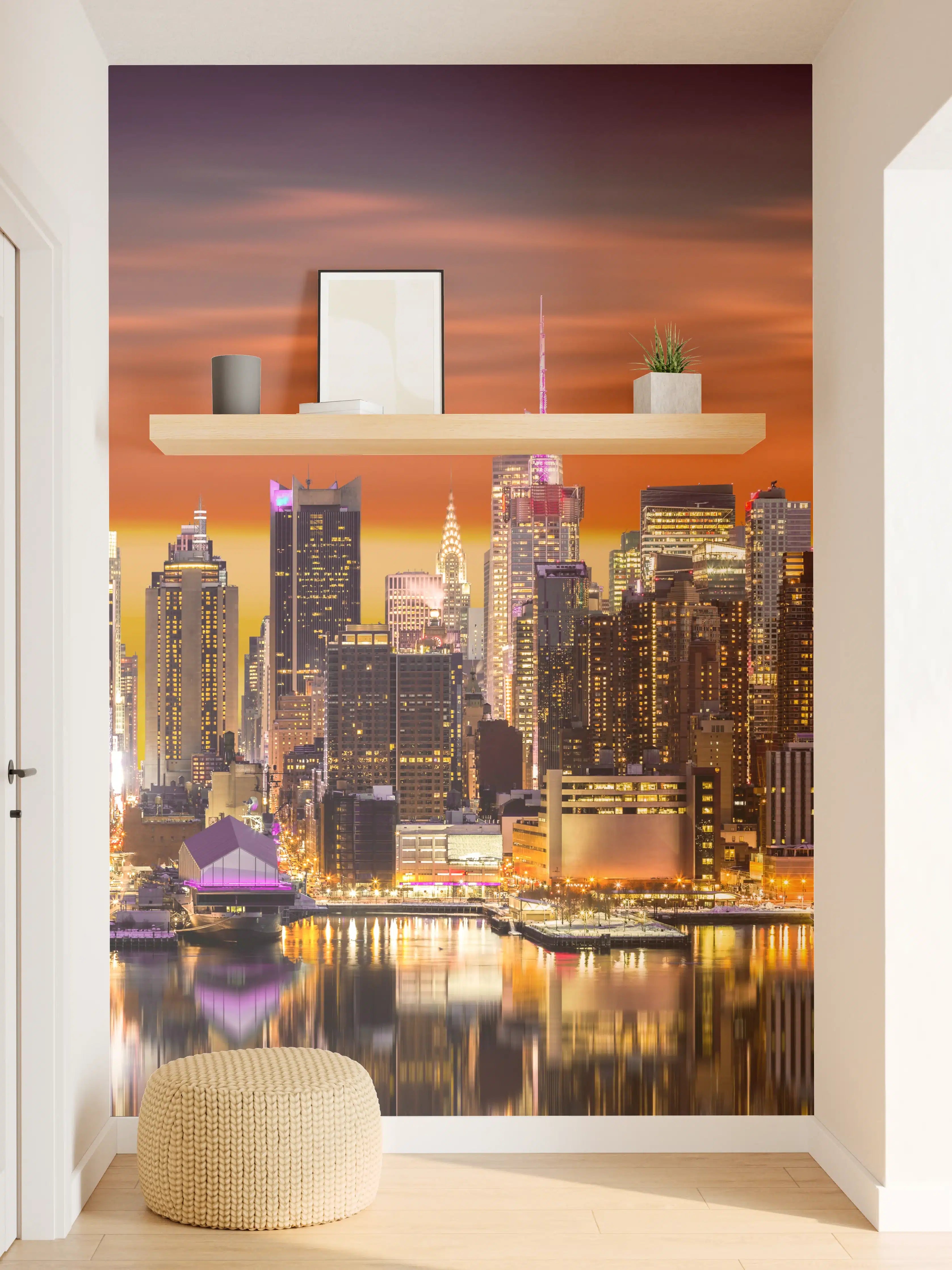 Wandverkleidung Flur - New York Skyline Sonnenuntergang