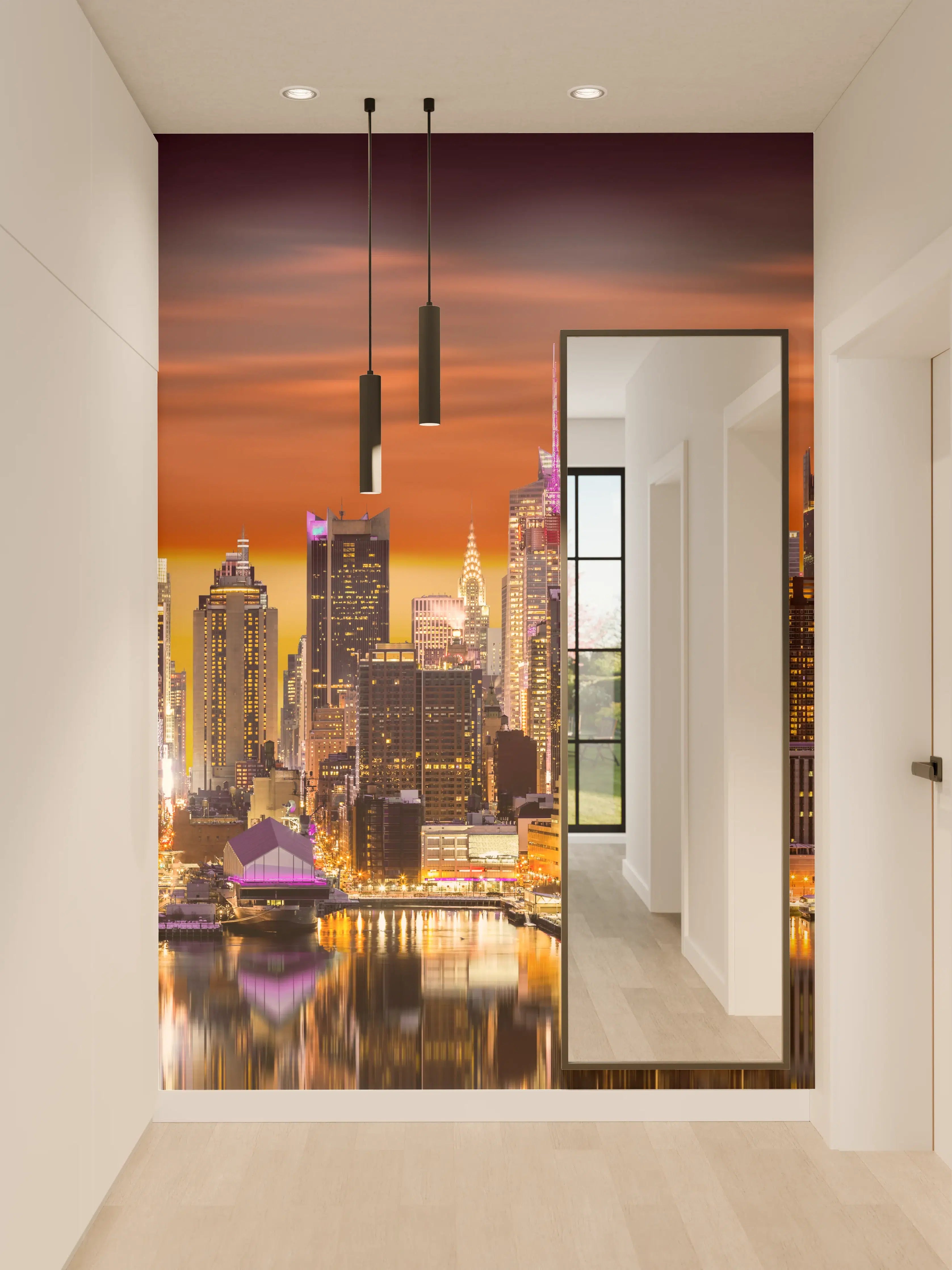 Wandverkleidung Flur - New York Skyline Sonnenuntergang