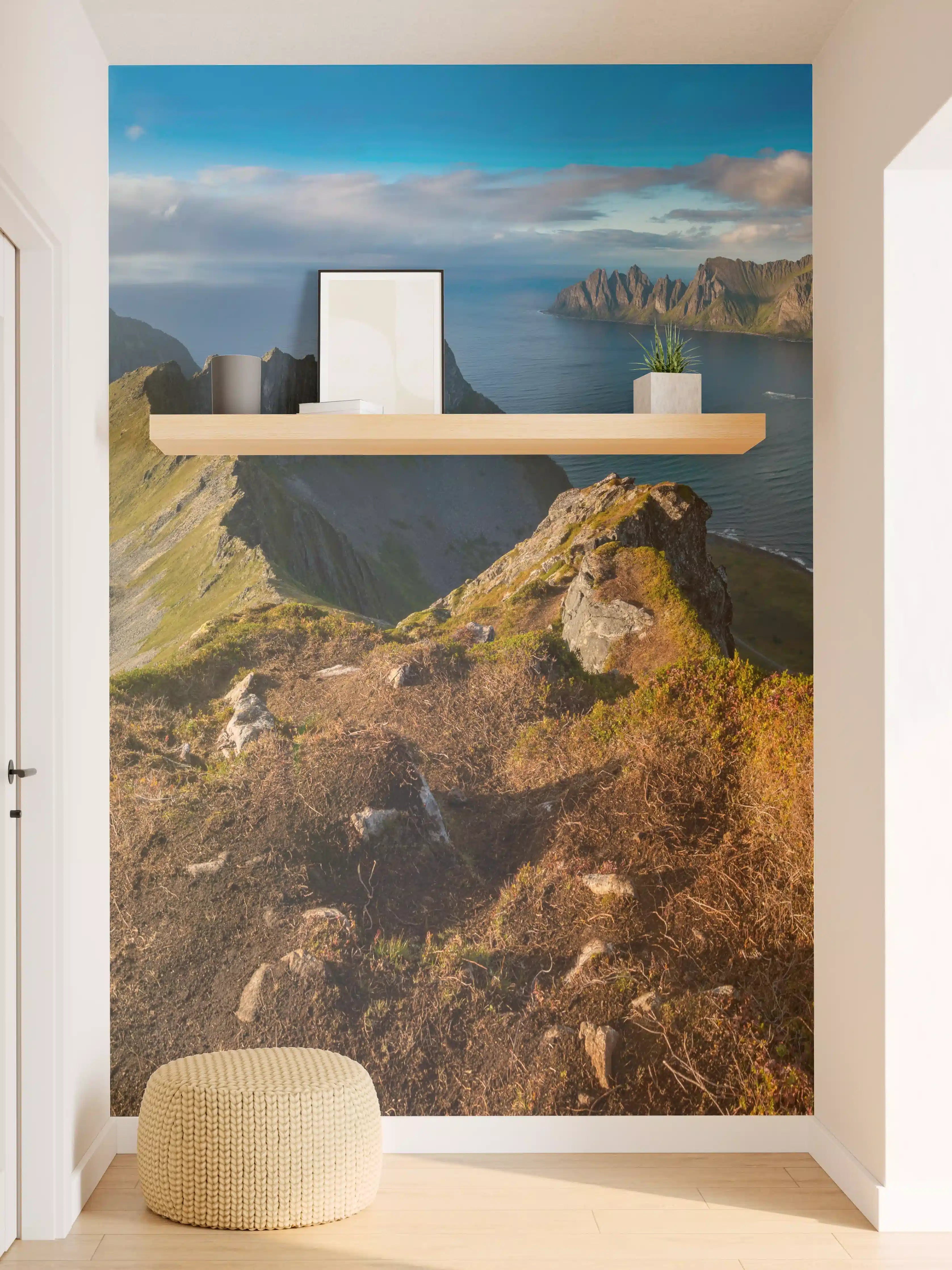 Wandverkleidung Flur - Nordisches Küstenpanorama Blau-Grün